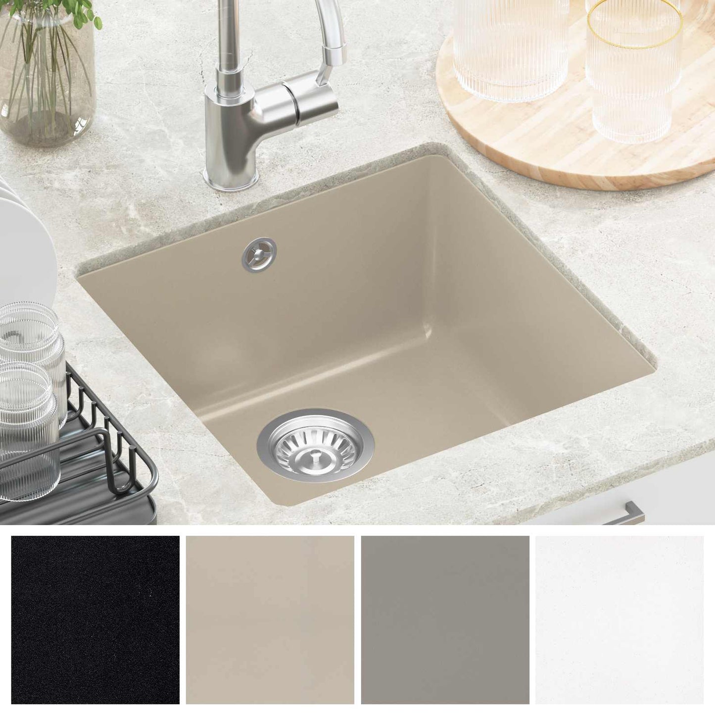 vidaXL Σιντρινο Μπεζ 430 x 460 mm 80% Χαλαζίας και 20% Ρητίνη