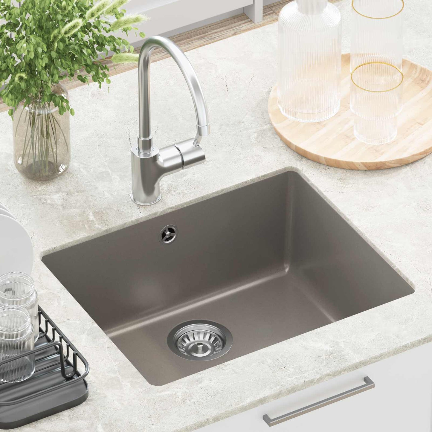 vidaXL Σιντρινο Γκρι 530 x 460 mm 80% Χαλαζίας και 20% Ρητίνη