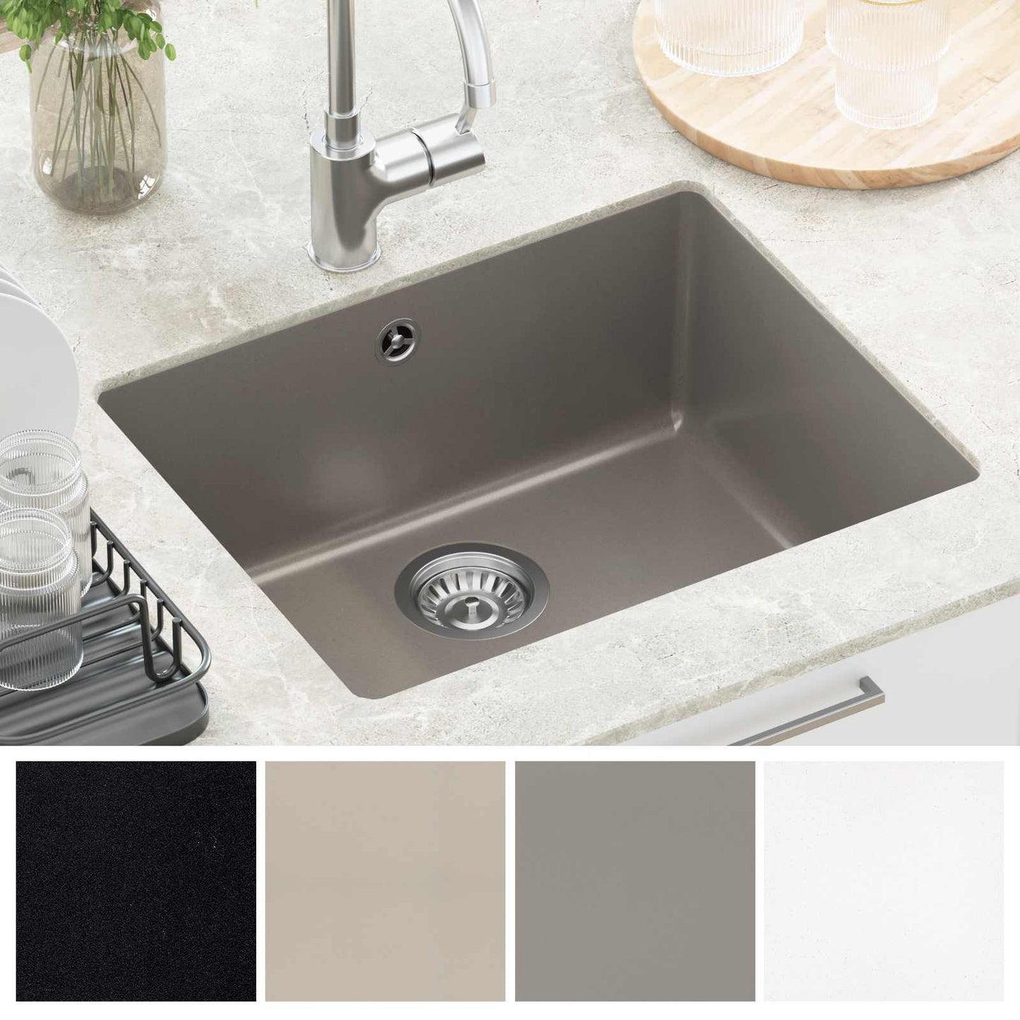 vidaXL Σιντρινο Γκρι 530 x 460 mm 80% Χαλαζίας και 20% Ρητίνη