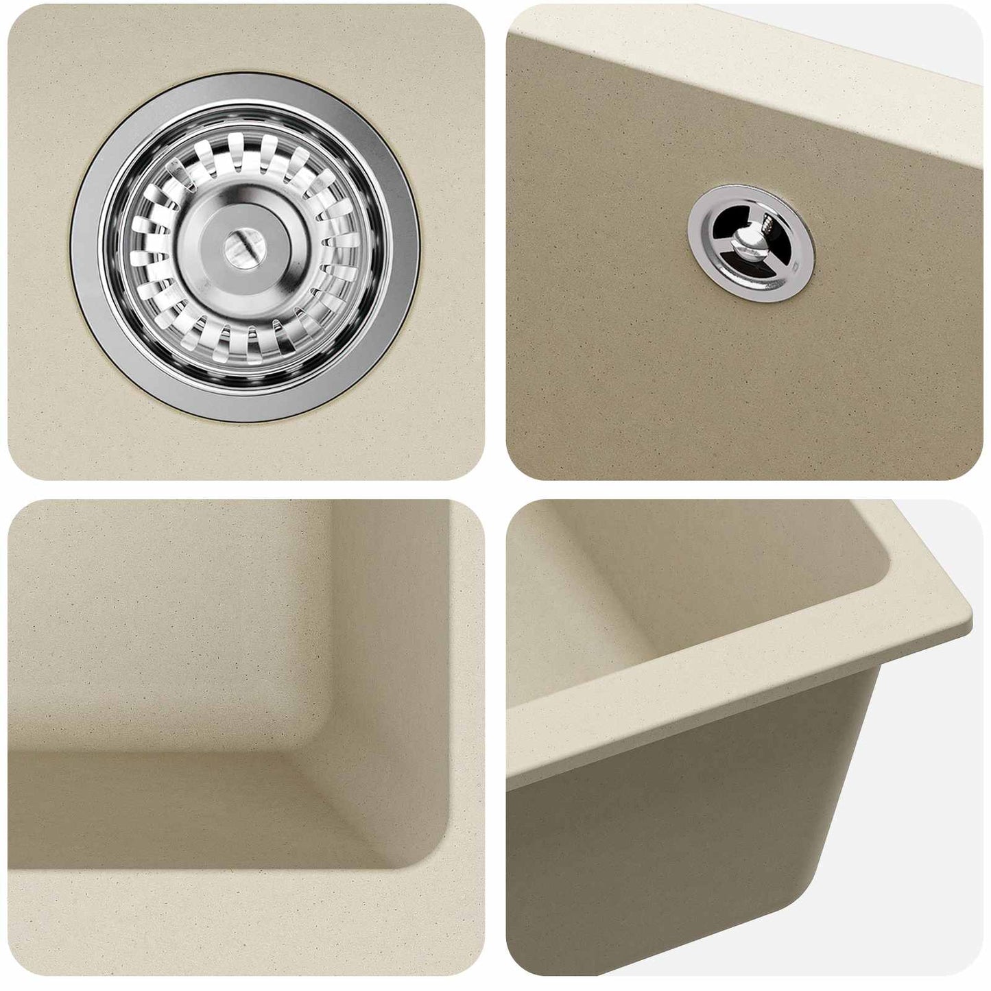 vidaXL Σιντρινο Μπεζ 530 x 460 mm 80% Χαλαζίας και 20% Ρητίνη