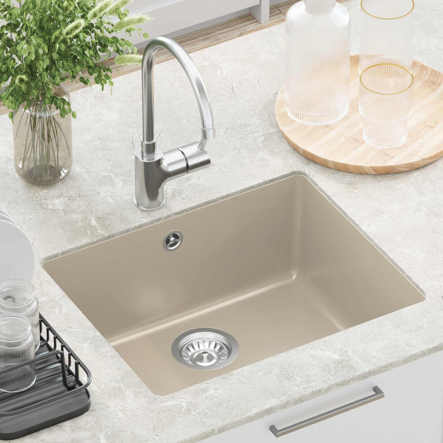 vidaXL Σιντρινο Μπεζ 530 x 460 mm 80% Χαλαζίας και 20% Ρητίνη