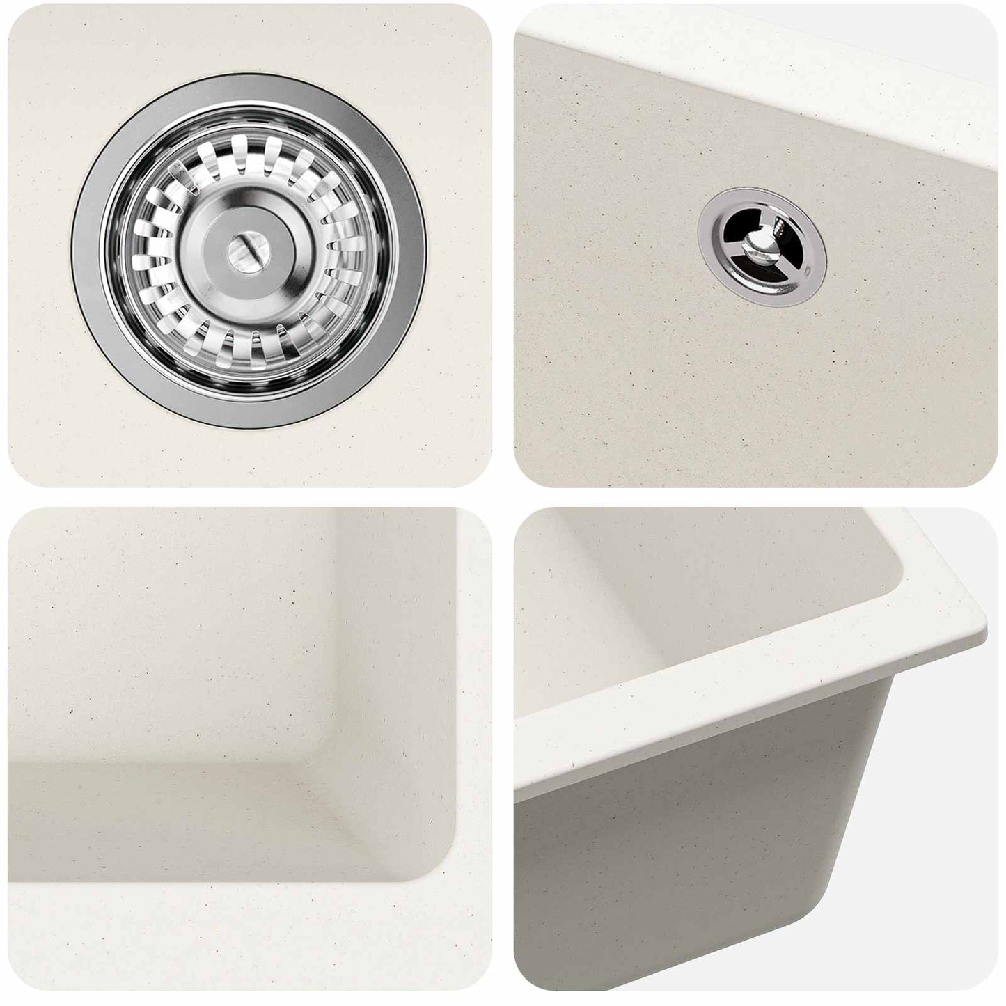 vidaXL Σιντρινο Λευκό 530 x 460 mm 80% Χαλαζίας και 20% Ρητίνη