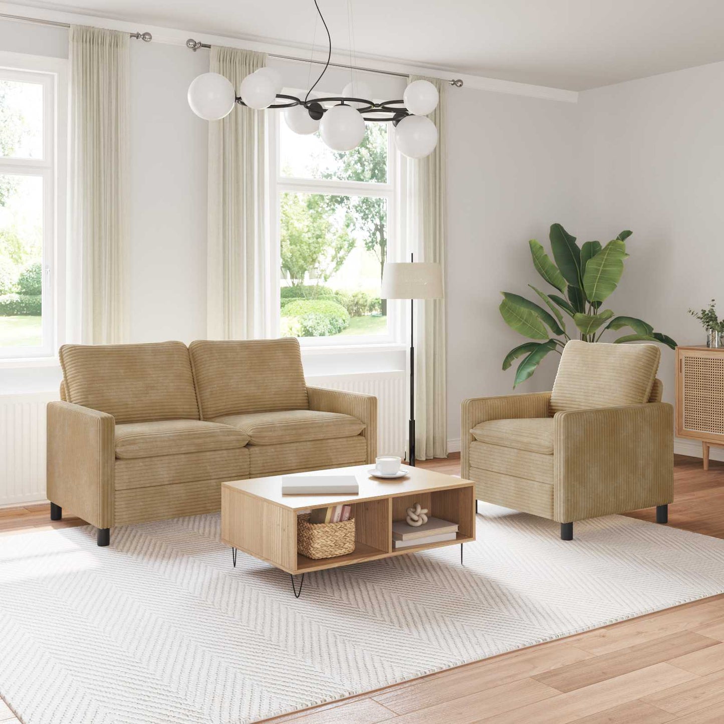 vidaXL Σετ Καναπέ 2 pcs Taupe Πολυεστέρας