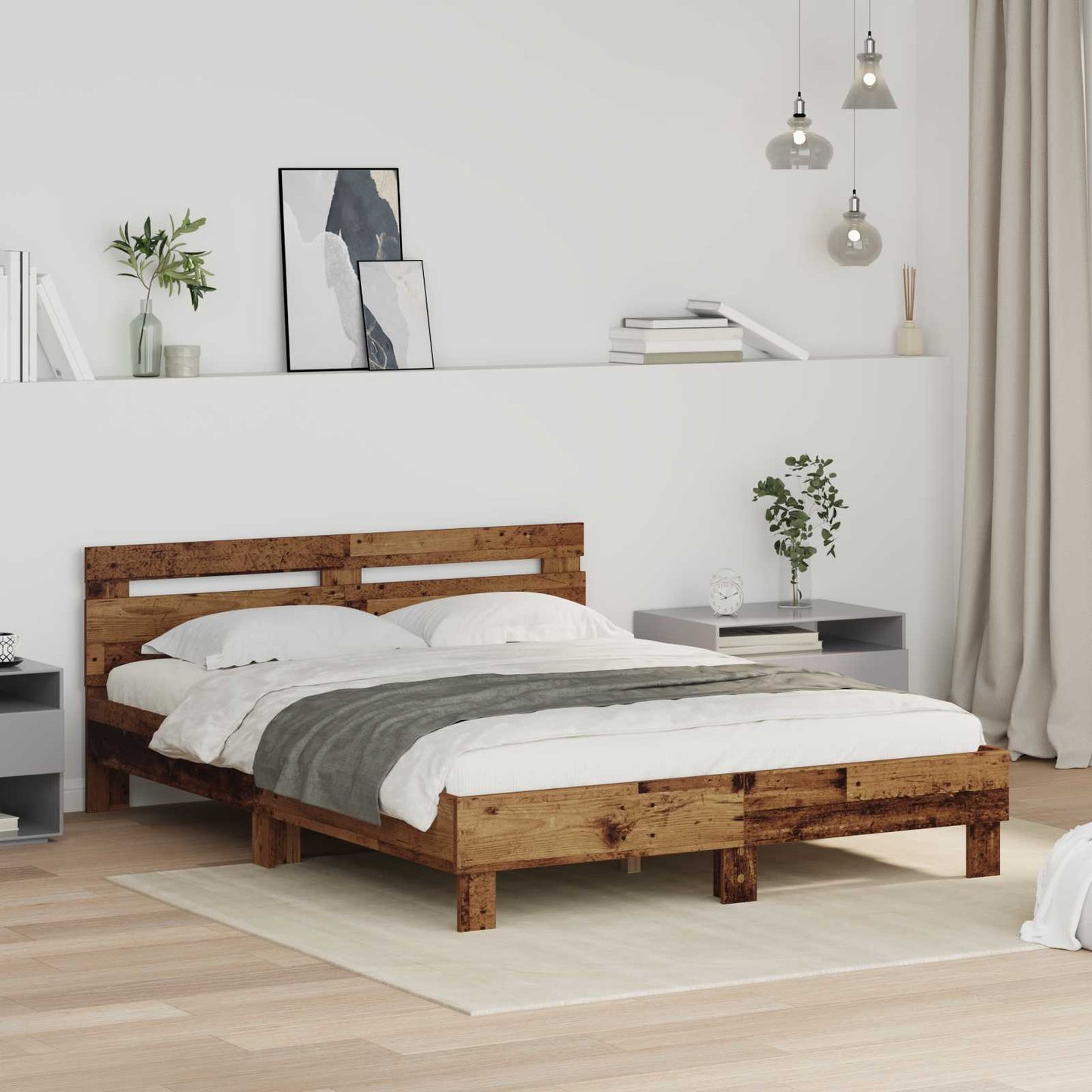 vidaXL Σκελετός Κρεβατιού Παλιό ξύλο 140 x 200 cm Επεξεργασμένο ξύλο
