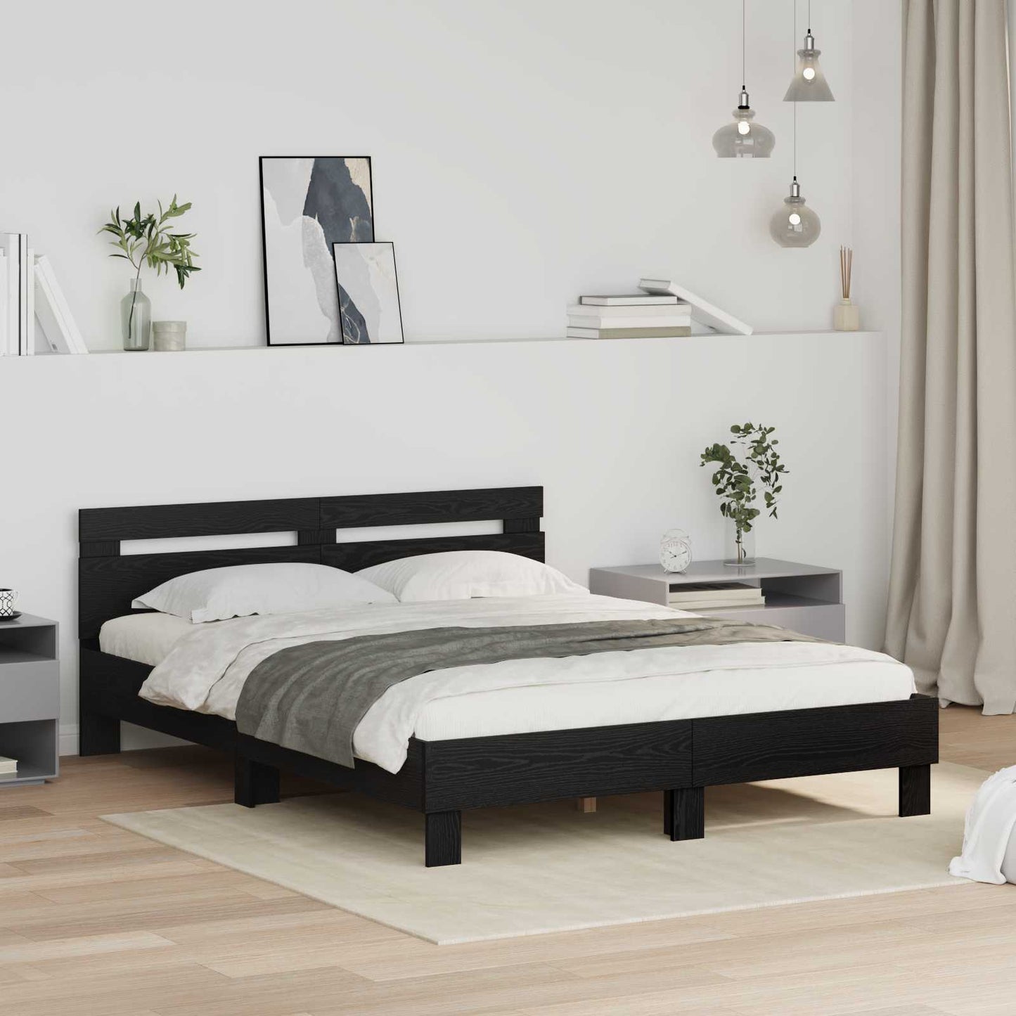 vidaXL Σκελετός Κρεβατιού Μαύρη Οξυά 120 x 200 cm Επεξεργασμένο ξύλο