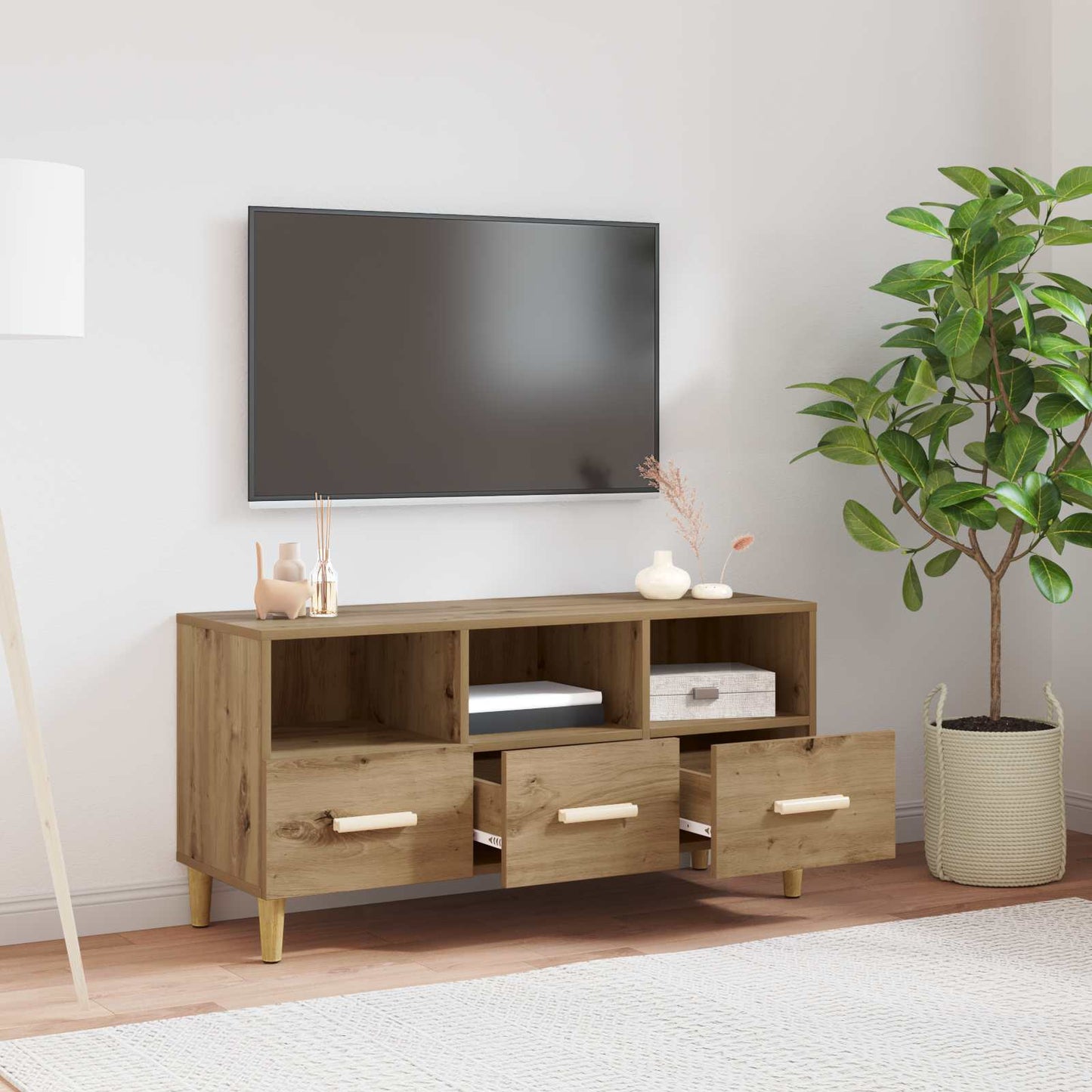 vidaXL Ντουλάπι TV 102 x 36 x 50 εκ Καρυδιά Χειροποίητης Εργασίας