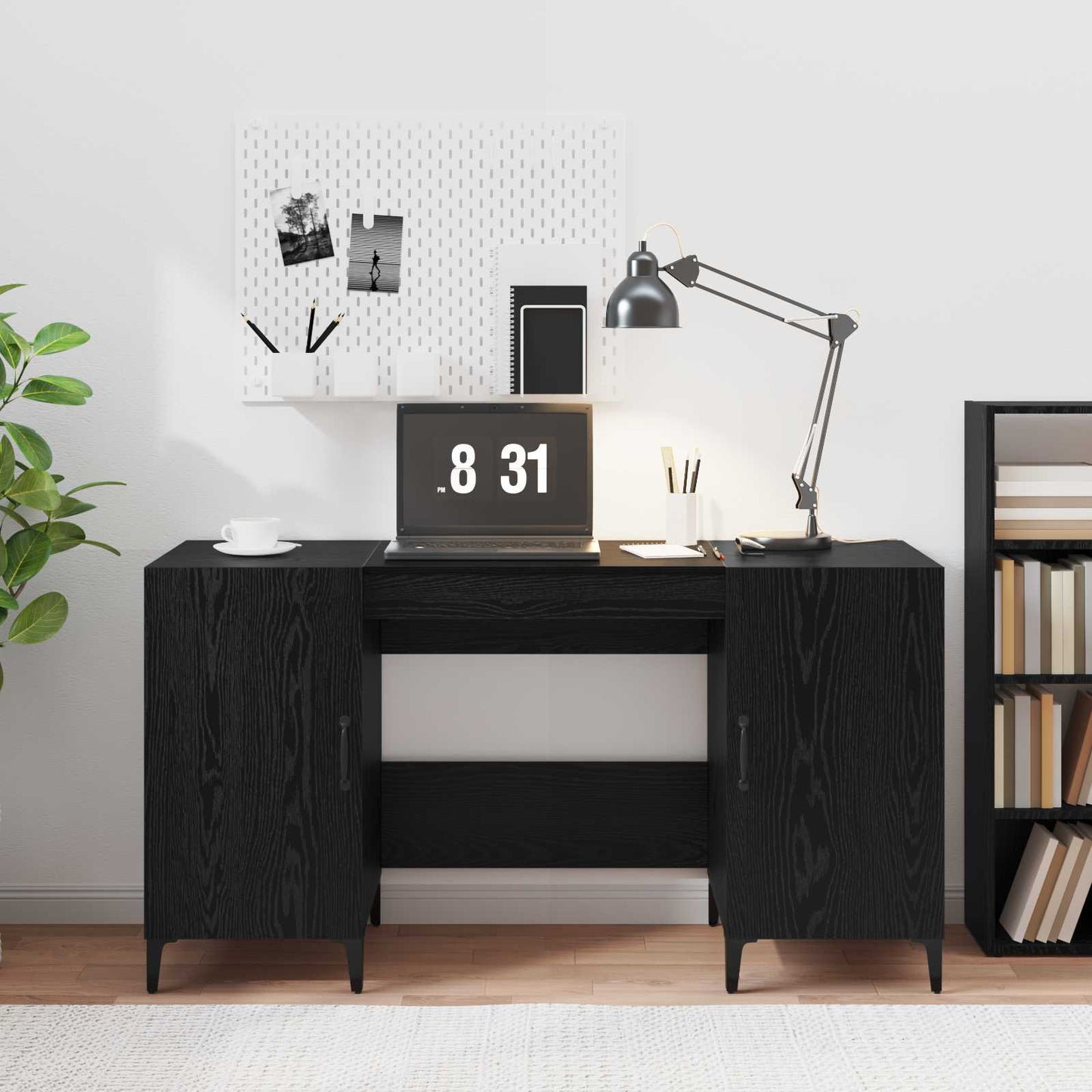 vidaXL Γραφείο Μαύρη Οξυά Επεξεργασμένο Ξύλο 140 x 50 x 75 εκ.