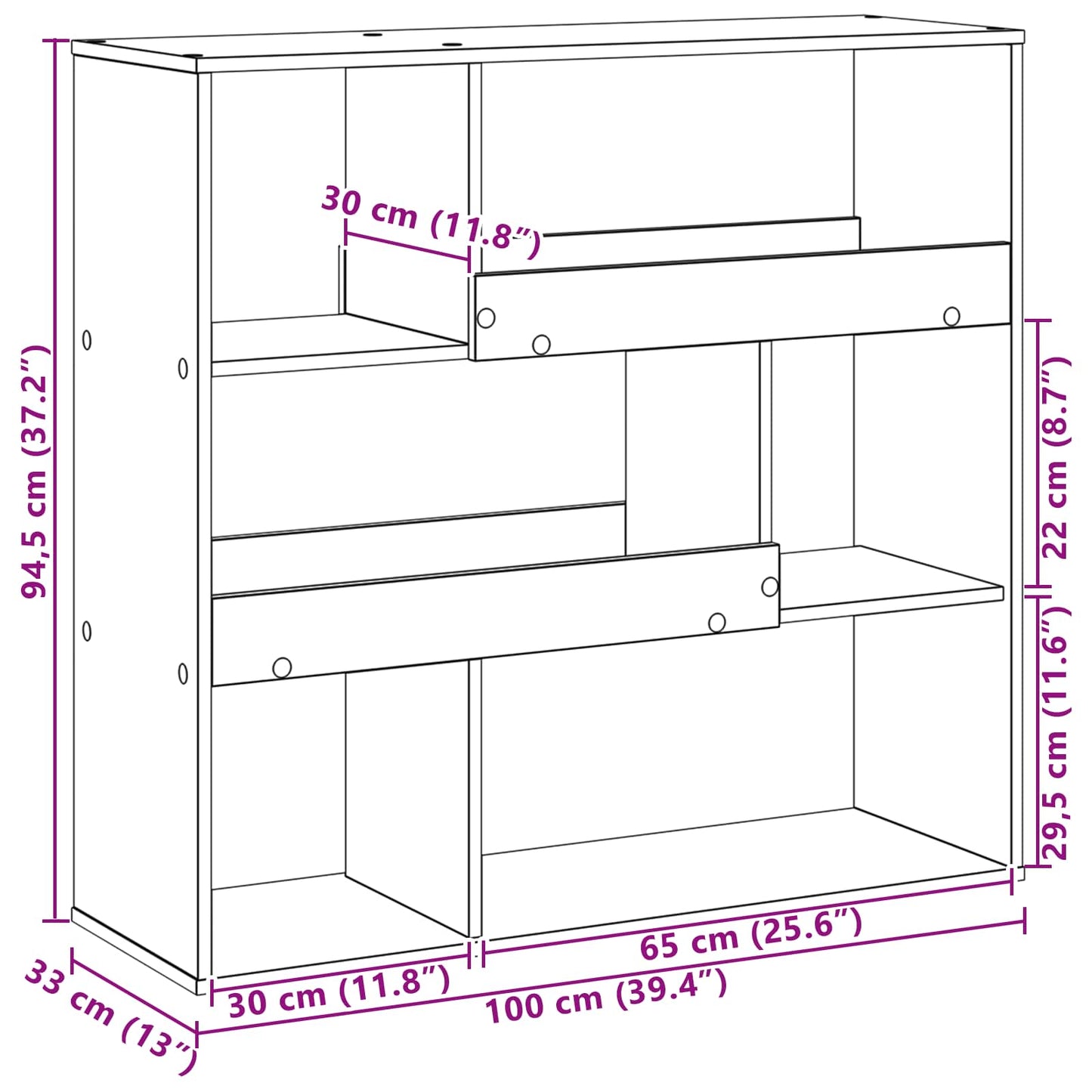 vidaXL Ράφι βιβλίων Μαύρη Οξυά 100 x 33 x 94,5 εκ Επεξεργασμένο ξύλο
