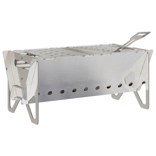 vidaXL Φωτιά στο κάμπινγκ 42 x 22 x 18 εκ. Ανοξείδωτο Ατσάλι Ασημί