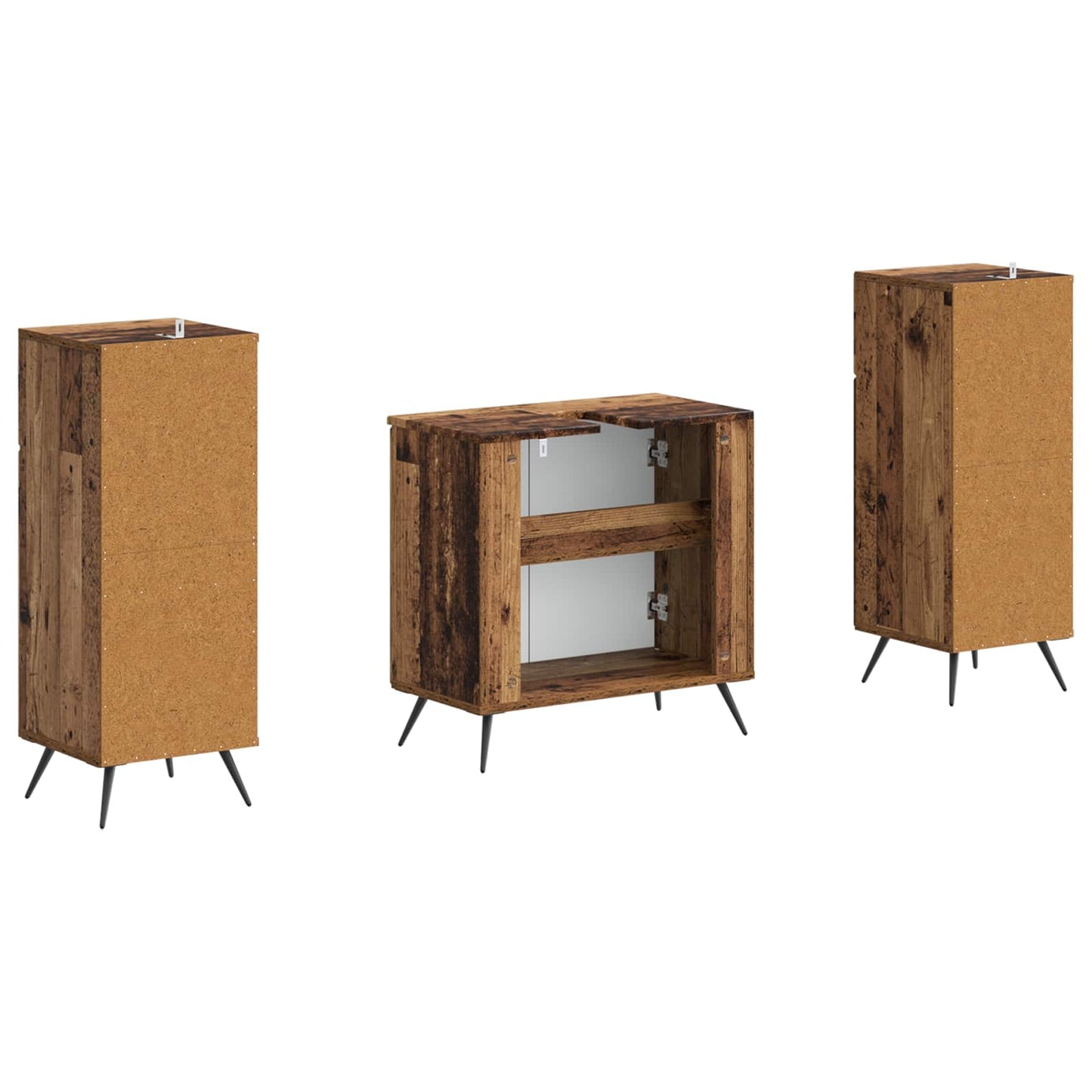 vidaXL Σετ Ντουλαπιών Μπάνιου 2 Τεμαχίων BREDA Παλαιωμένο ξύλο