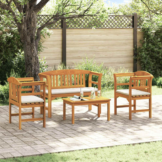 vidaXL Σετ καναπέ κήπου ροζ με μαξιλάρι 4 pcs Στερεό Ξύλο Ακακίας