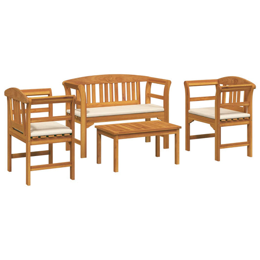 vidaXL Σετ καναπέ κήπου ροζ με μαξιλάρι 4 pcs Στερεό Ξύλο Ακακίας