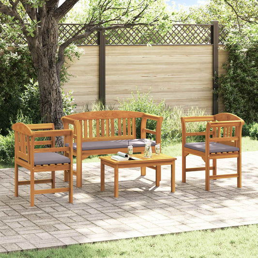 vidaXL Σετ καναπέ κήπου ροζ με μαξιλάρι 4 pcs Στερεό Ξύλο Ακακίας