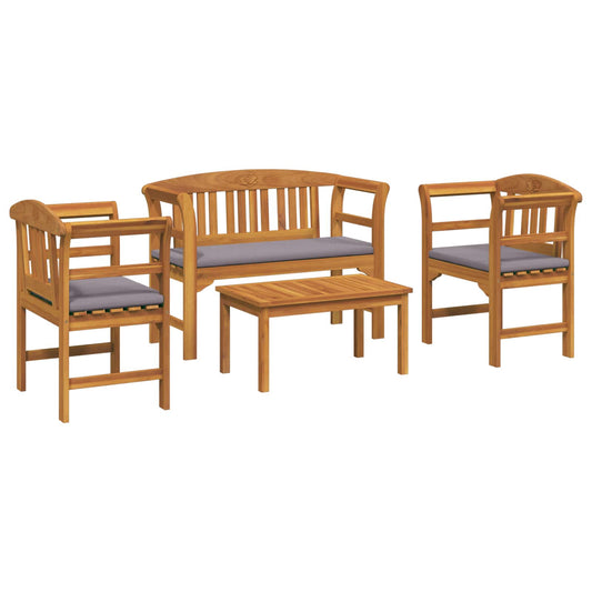 vidaXL Σετ καναπέ κήπου ροζ με μαξιλάρι 4 pcs Στερεό Ξύλο Ακακίας