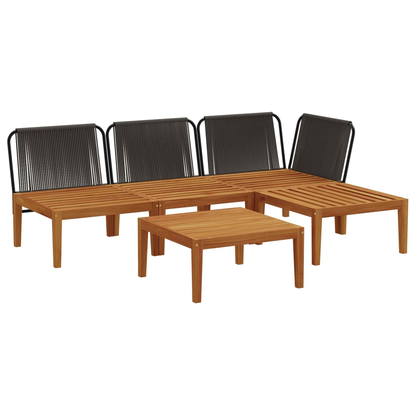 vidaXL 5 pcs Στερεό Acacia Ξύλο & Σχοινί Φυσικό