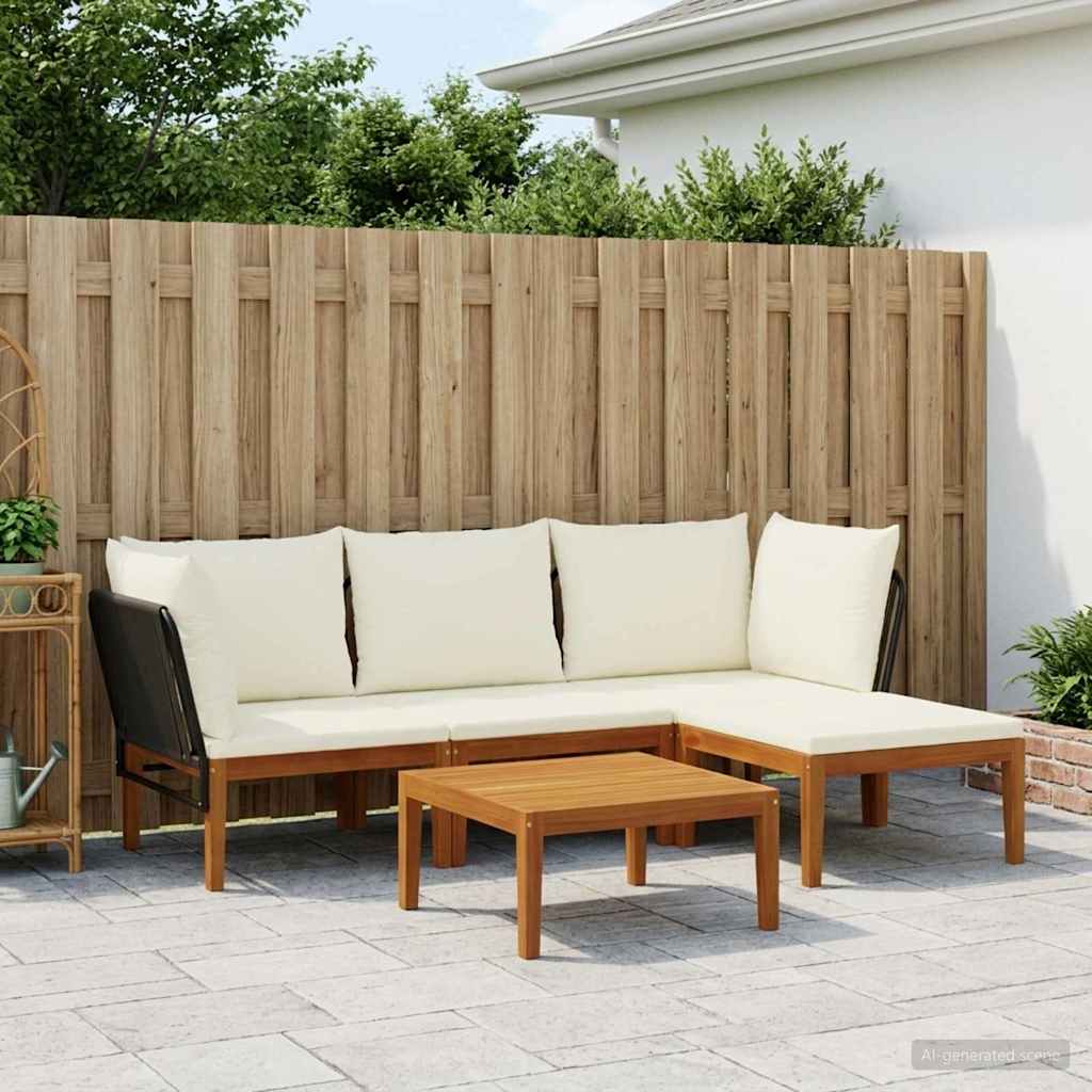 vidaXL 5 pcs Στερεό Acacia Ξύλο & Σχοινί Φυσικό
