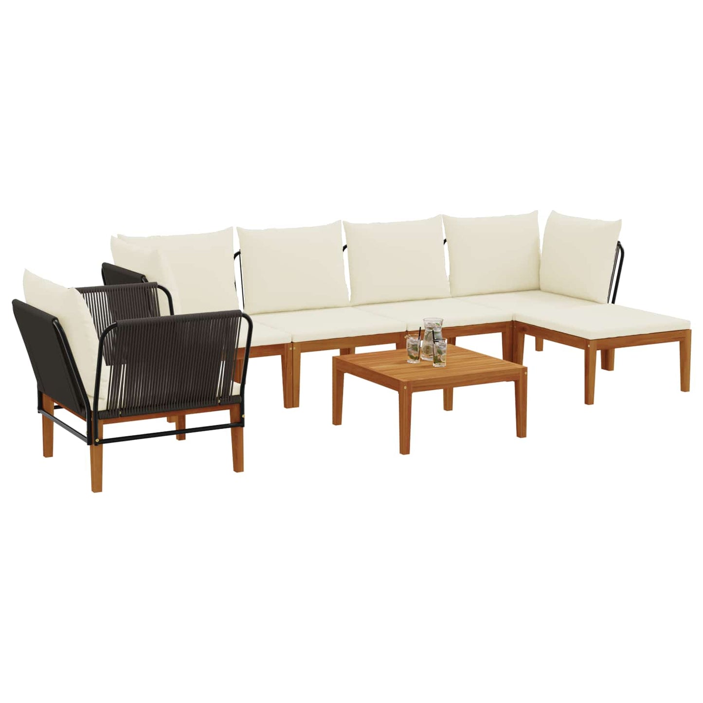 vidaXL 7 pcs Στερεό Acacia Ξύλο & Σχοινί Φυσικό