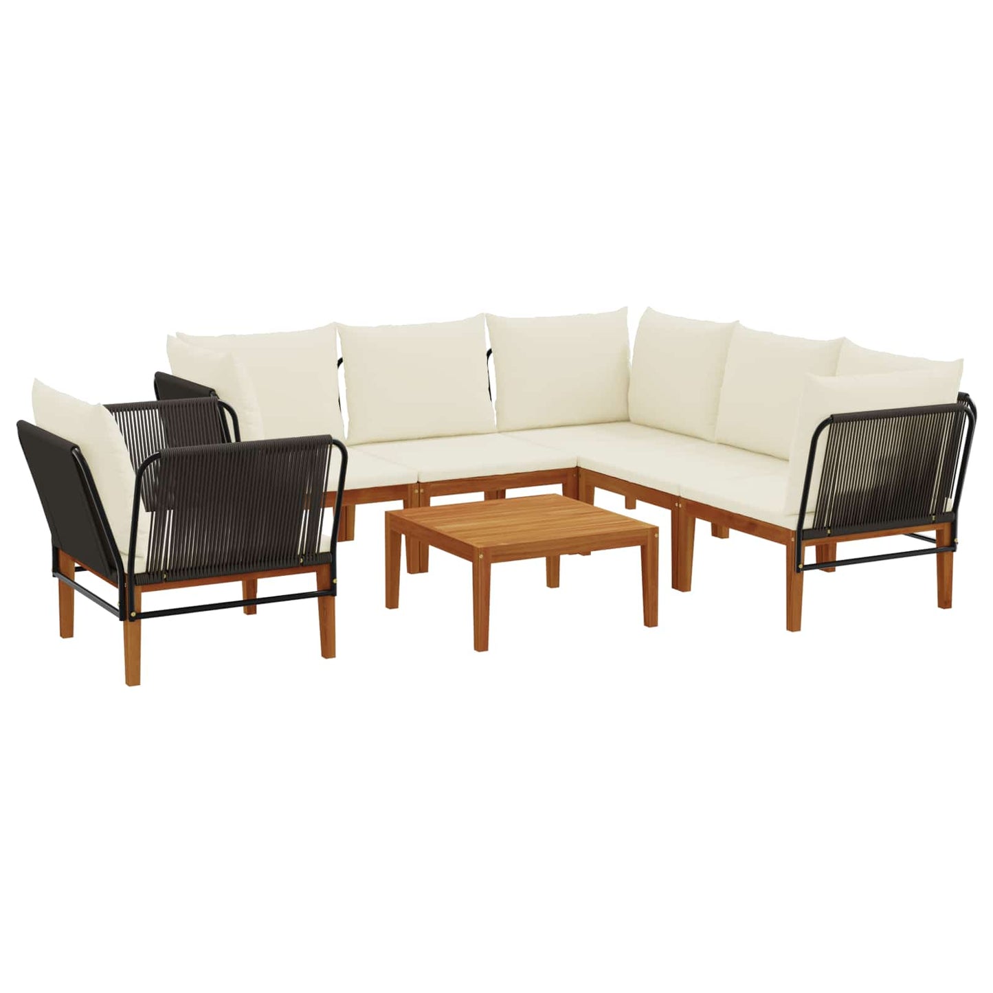 vidaXL 7 pcs Στερεό Acacia Ξύλο & Σχοινί Φυσικό