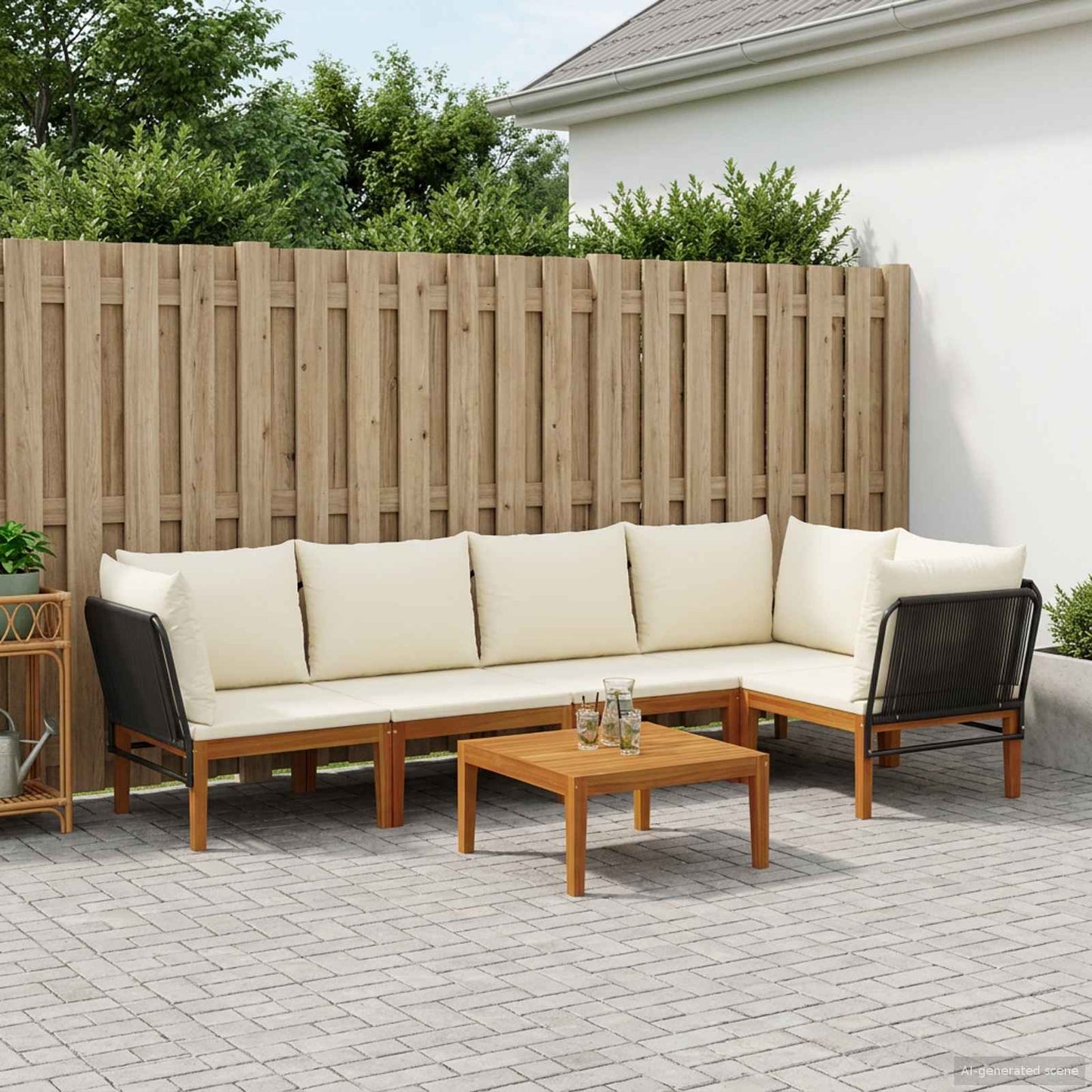 vidaXL 6 pcs Στερεό Acacia Ξύλο & Σχοινί Φυσικό
