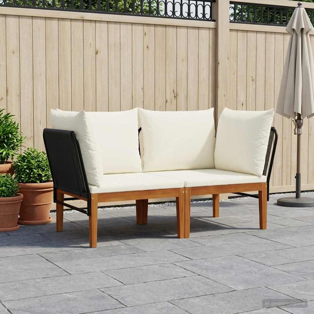 vidaXL 2 pcs Στερεό Acacia Ξύλο & Σχοινί Φυσικό