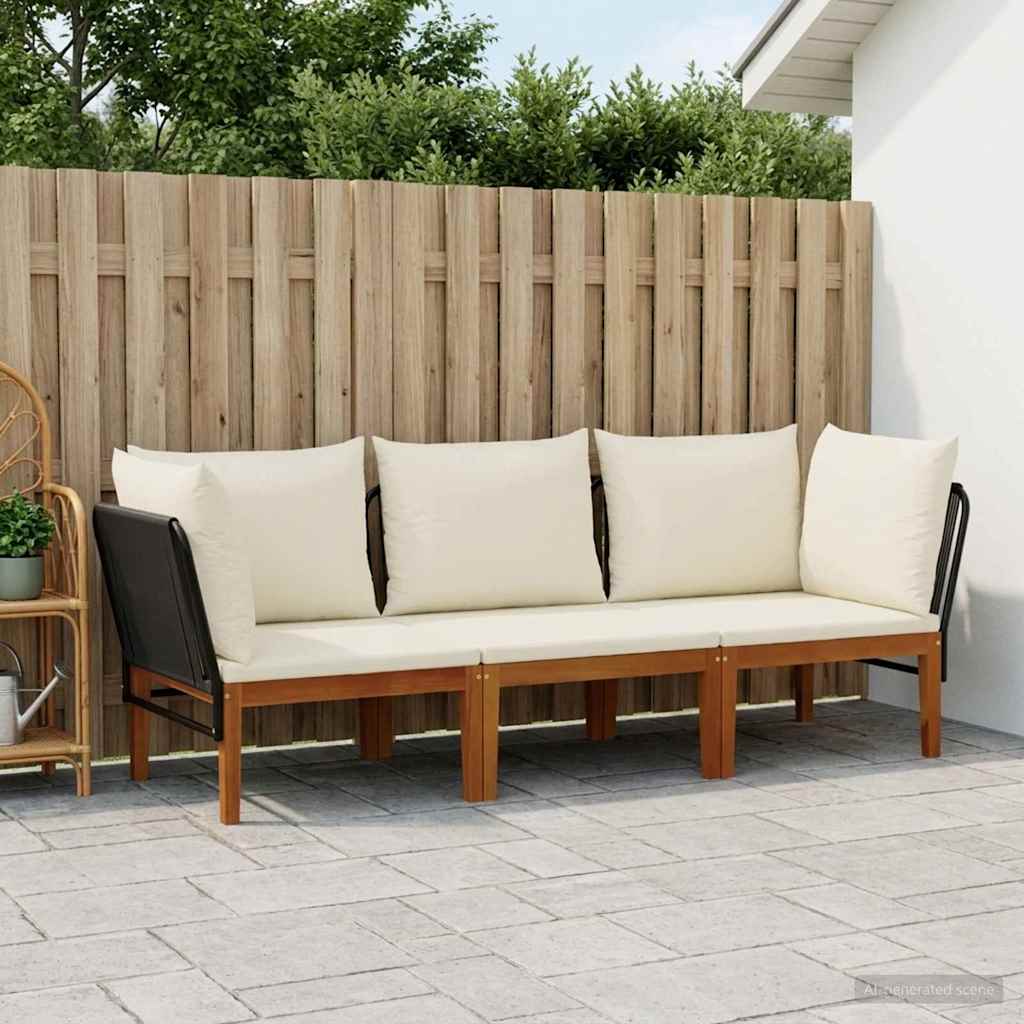 vidaXL 3 pcs Στερεό Acacia Ξύλο & Σχοινί Φυσικό