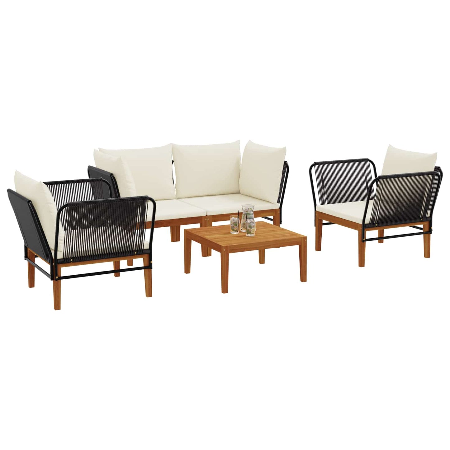 vidaXL 5 pcs Στερεό Acacia Ξύλο & Σχοινί Φυσικό