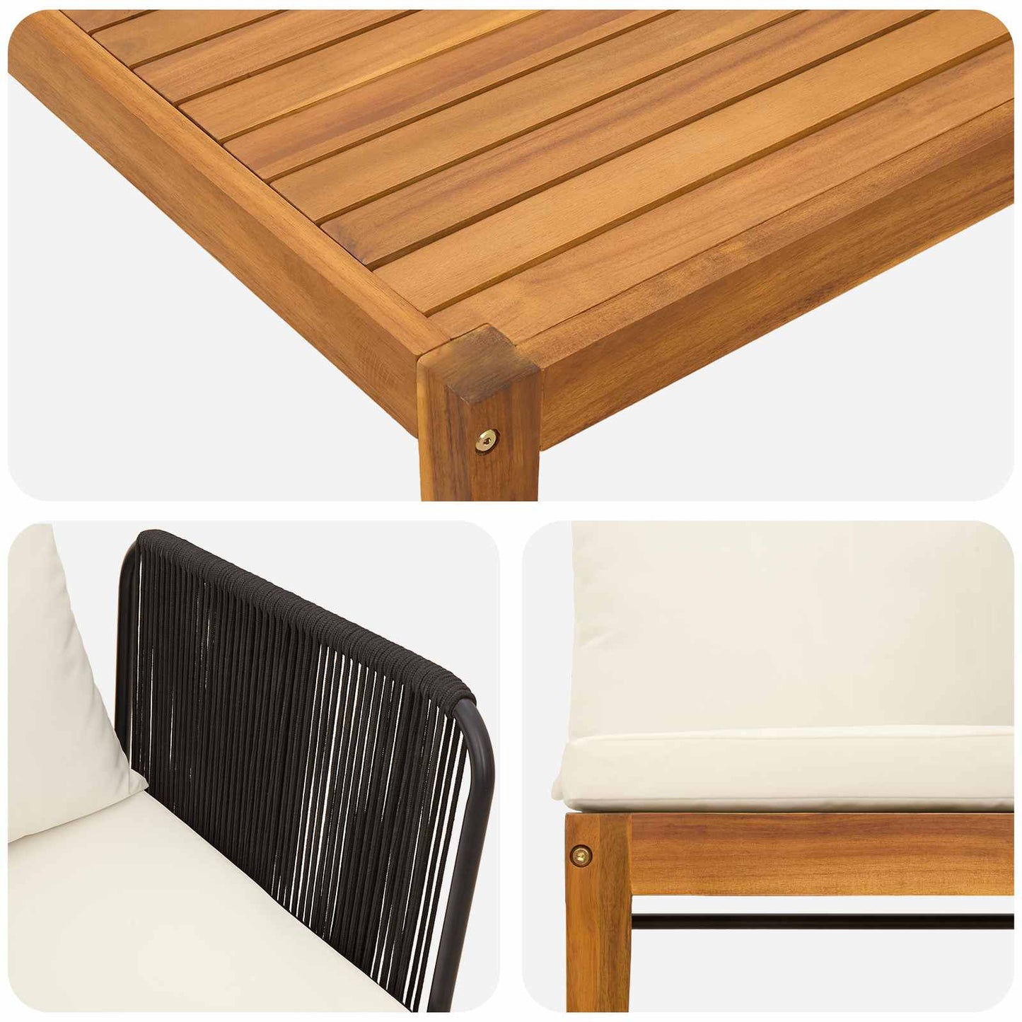 vidaXL 6 pcs Στερεό Acacia Ξύλο & Σχοινί Φυσικό