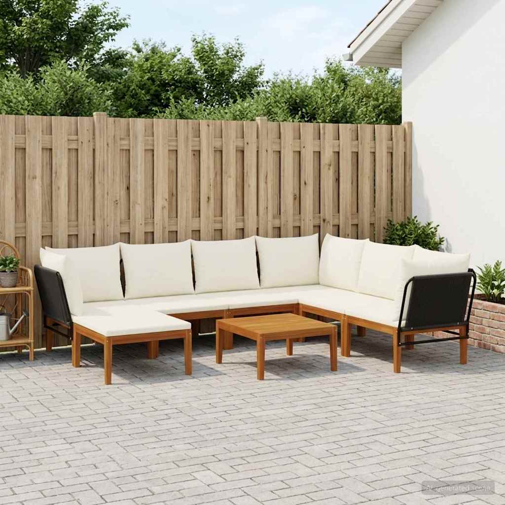 vidaXL 8 pcs Στερεό Acacia Ξύλο & Σχοινί Φυσικό