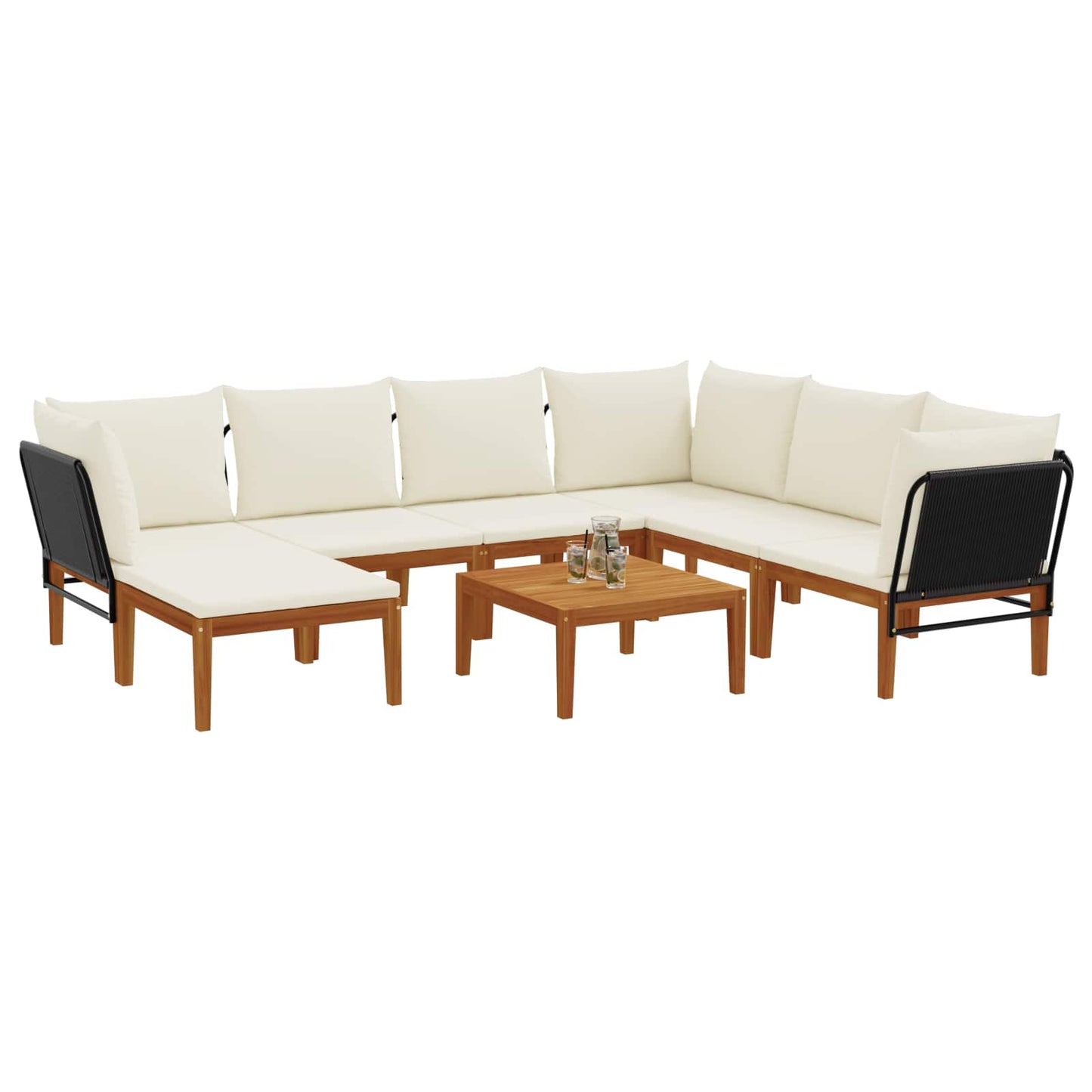 vidaXL 8 pcs Στερεό Acacia Ξύλο & Σχοινί Φυσικό