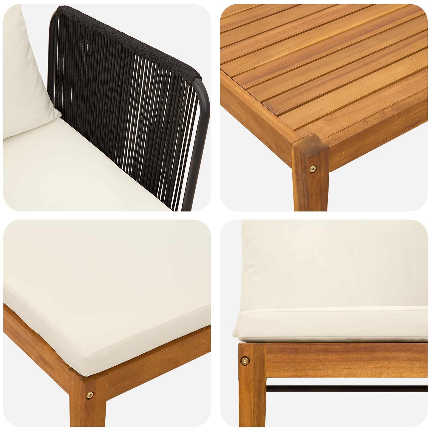 vidaXL 11 pcs Στερεό Acacia Ξύλο & Σχοινί Φυσικό