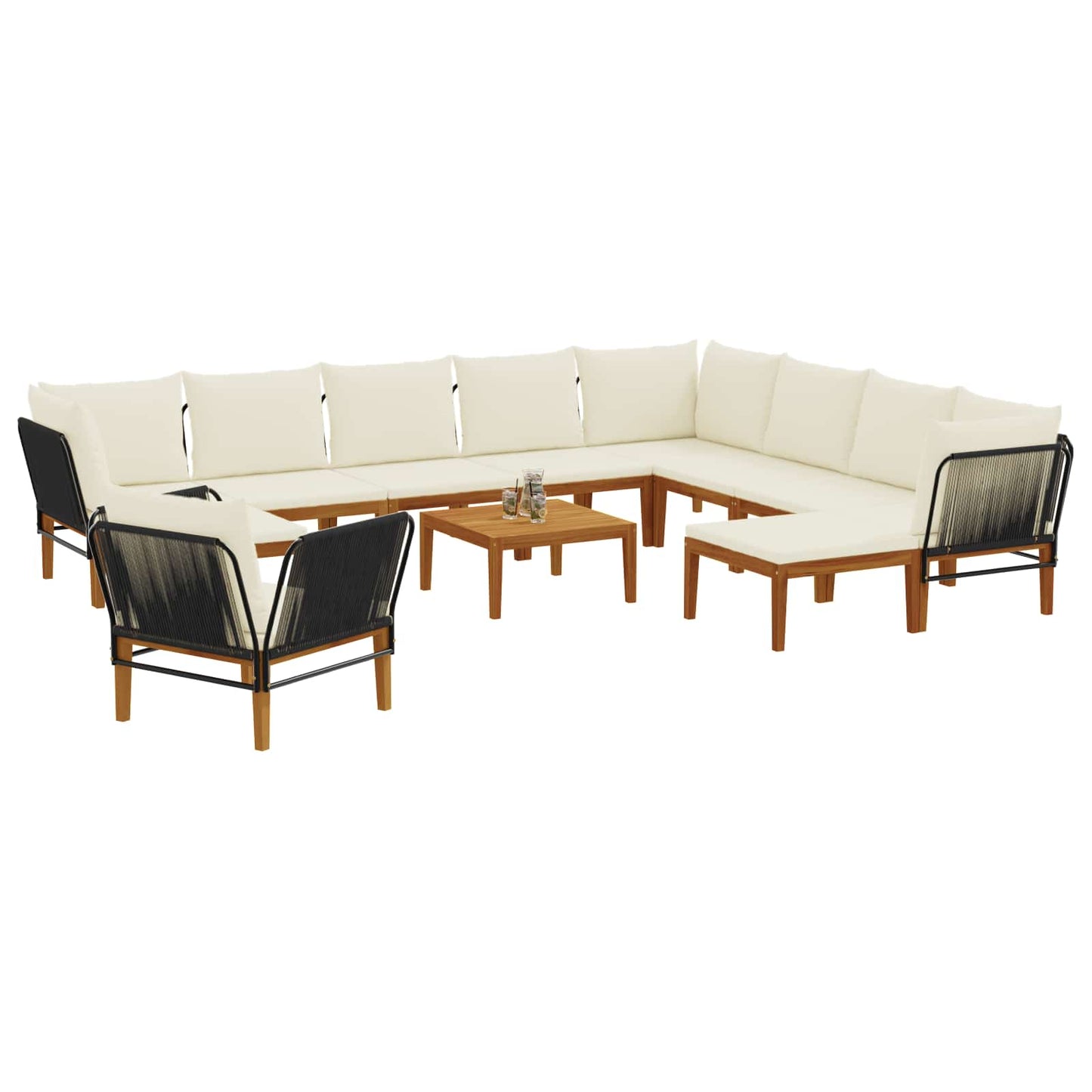 vidaXL 12 pcs Στερεό Acacia Ξύλο & Σχοινί Φυσικό