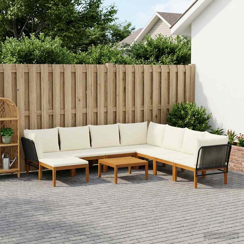 vidaXL 9 pcs Στερεό Acacia Ξύλο & Σχοινί Φυσικό