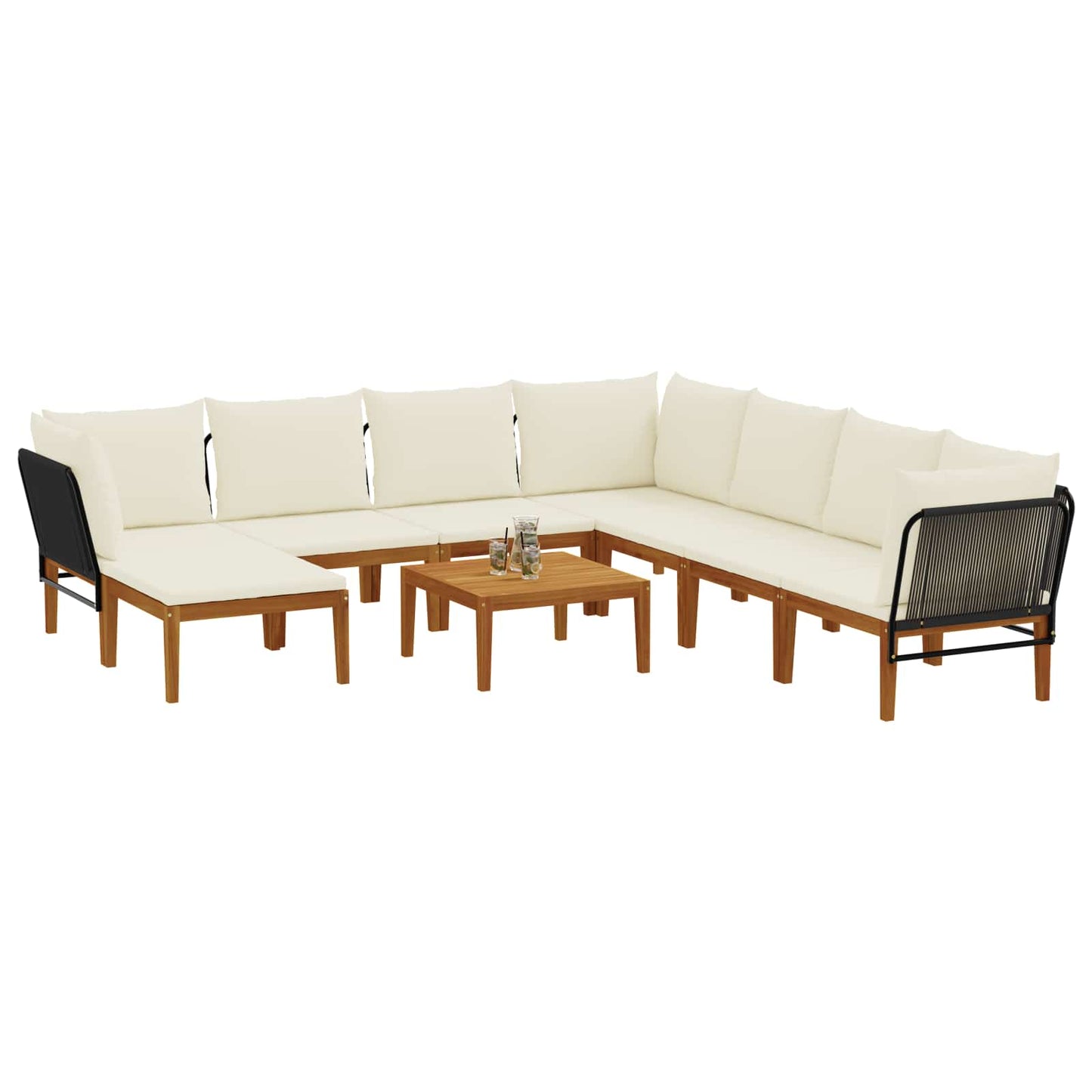vidaXL 9 pcs Στερεό Acacia Ξύλο & Σχοινί Φυσικό