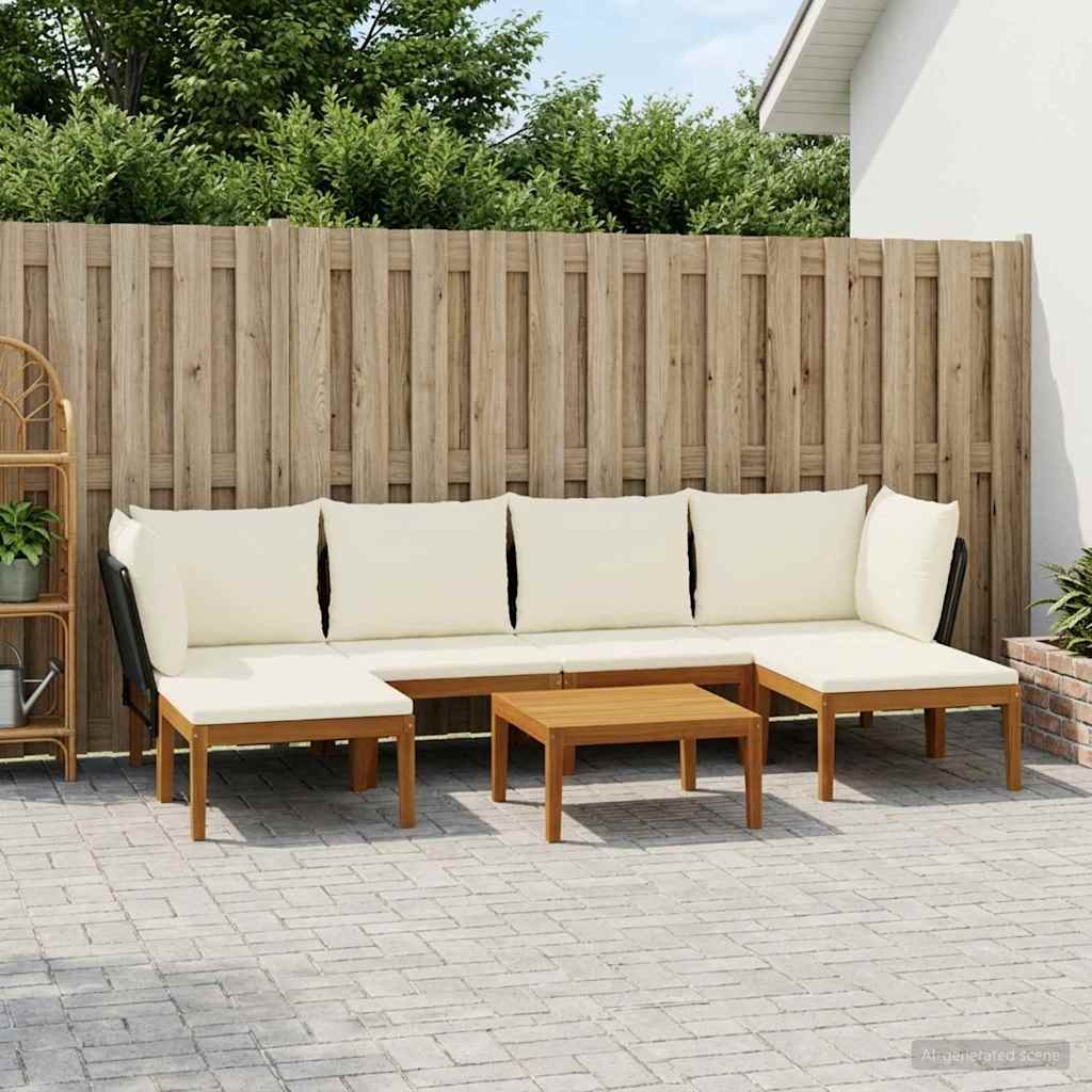 vidaXL 7 pcs Στερεό Acacia Ξύλο & Σχοινί Φυσικό