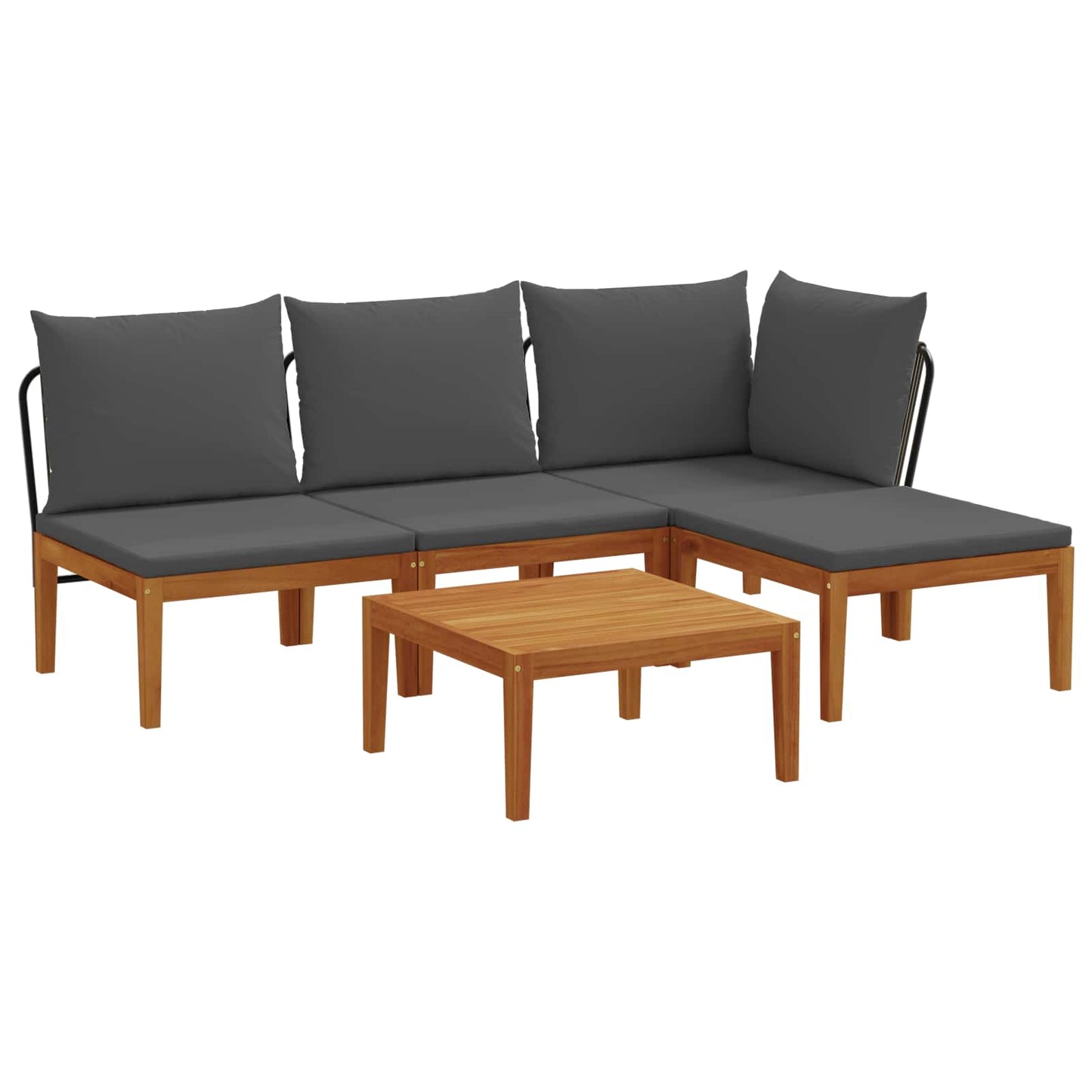 vidaXL 5 pcs Σετ Lounge Κήπου με Μαξιλάρια Στερεό Acacia Ξύλο & Σχοινί