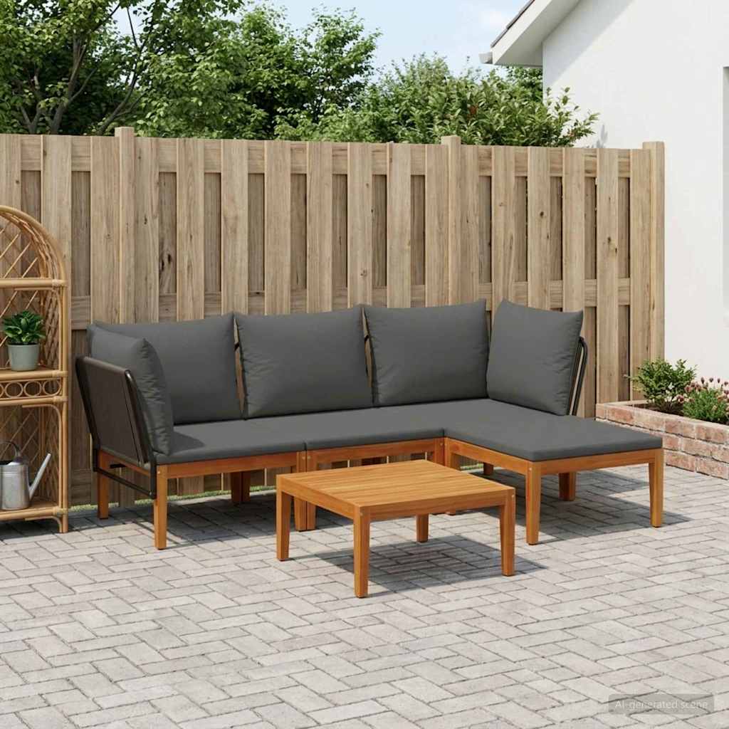 vidaXL 5 pcs Στερεό Acacia Ξύλο & Σχοινί Φυσικό