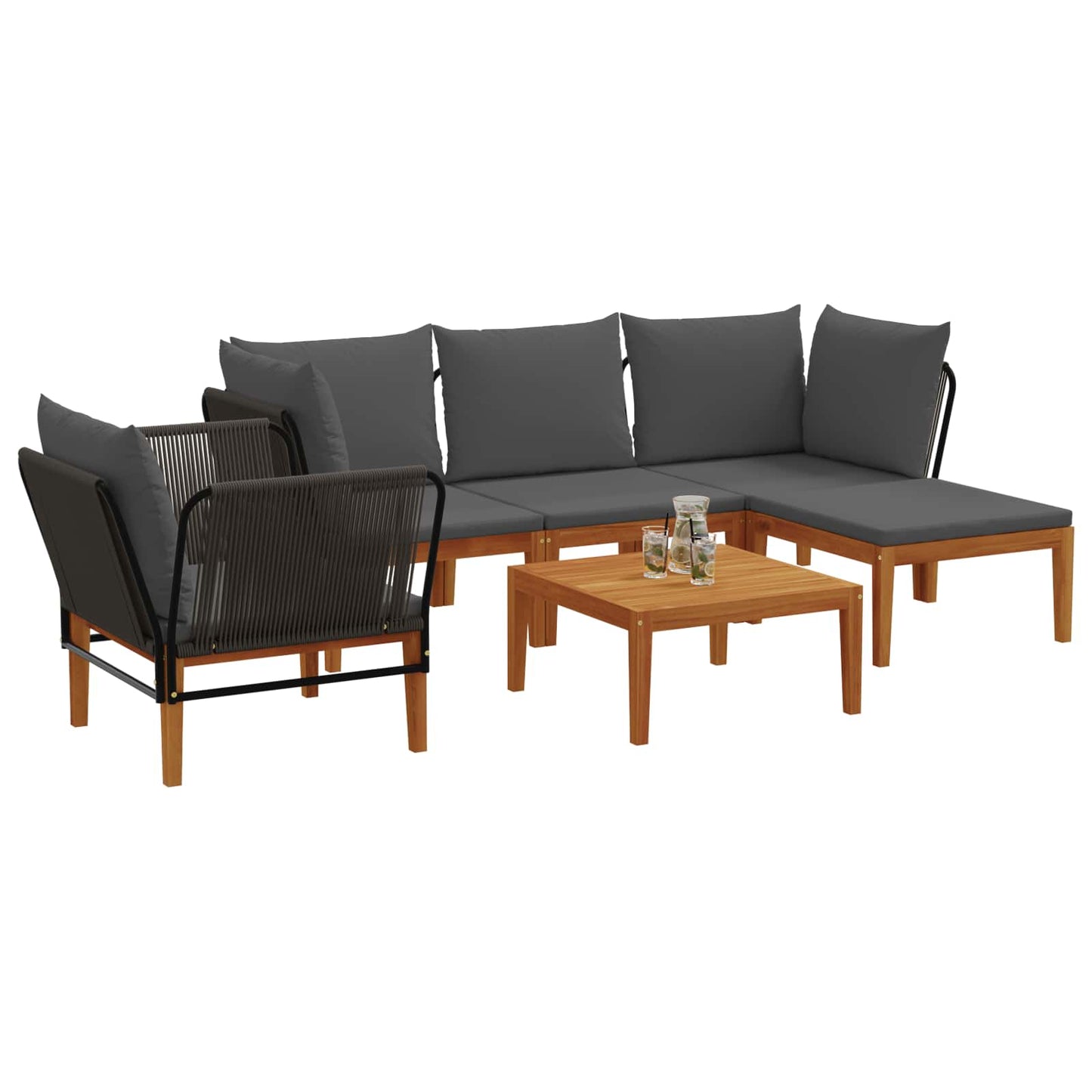 vidaXL 6 pcs Στερεό Acacia Ξύλο & Σχοινί Φυσικό