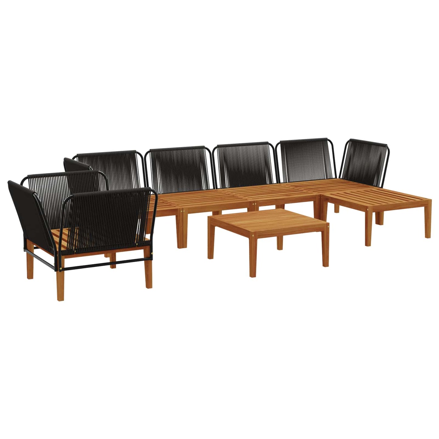 vidaXL 7 pcs Στερεό Acacia Ξύλο & Σχοινί Φυσικό