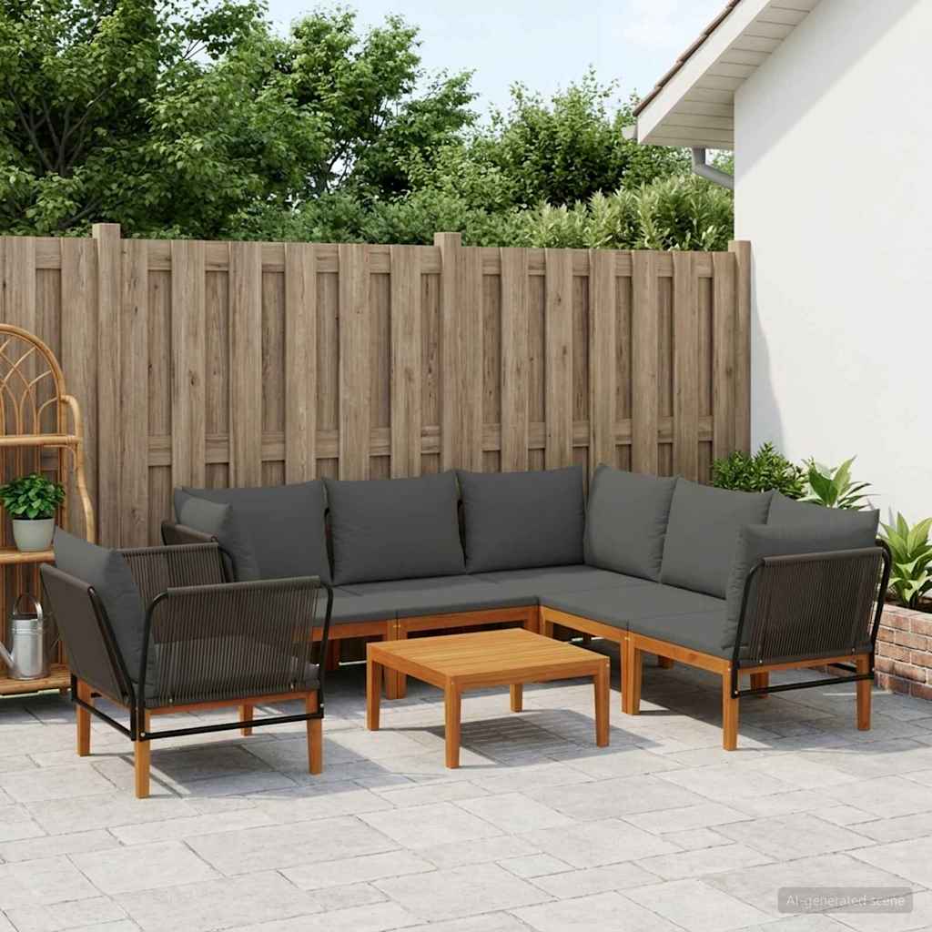 vidaXL 7 pcs Στερεό Acacia Ξύλο & Σχοινί Φυσικό