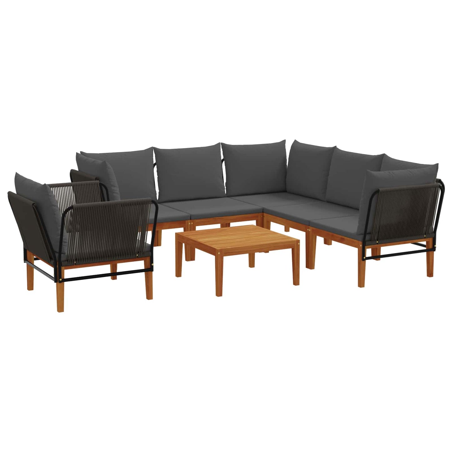 vidaXL 7 pcs Στερεό Acacia Ξύλο & Σχοινί Φυσικό