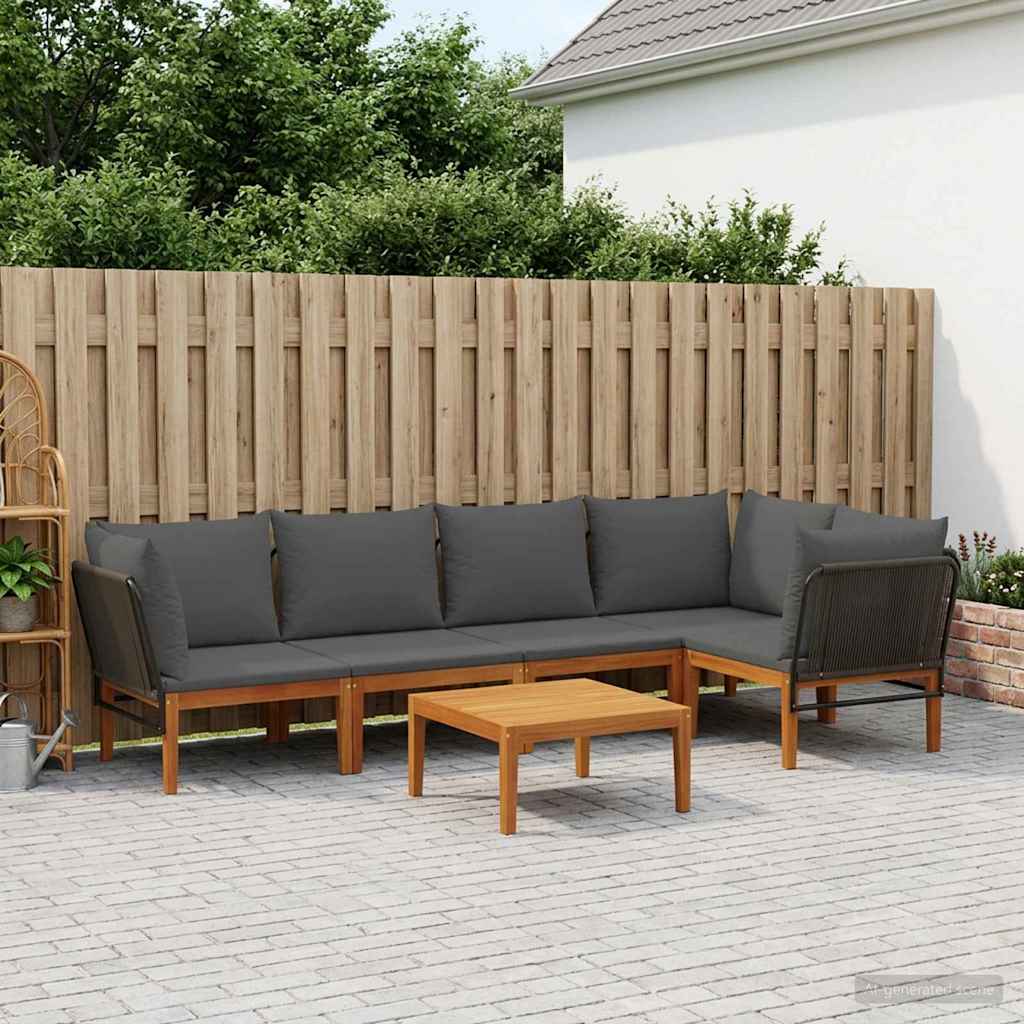 vidaXL 6 pcs Στερεό Acacia Ξύλο & Σχοινί Φυσικό