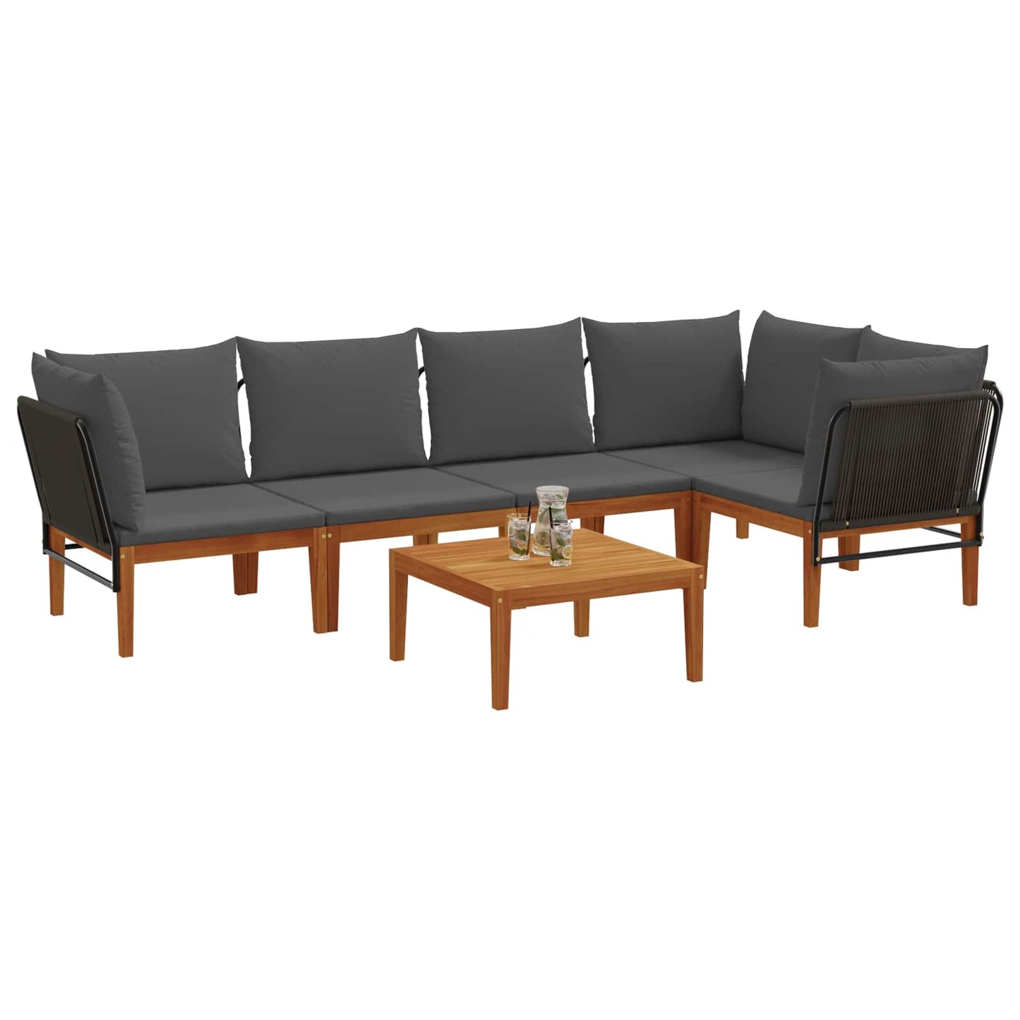 vidaXL 6 pcs Στερεό Acacia Ξύλο & Σχοινί Φυσικό