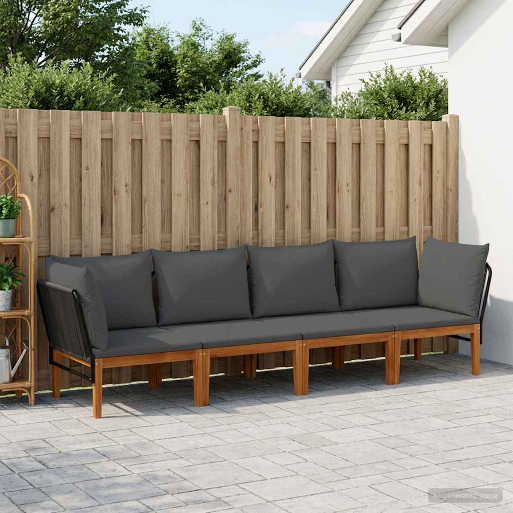 vidaXL 4 pcs Στερεό Acacia Ξύλο & Σχοινί Φυσικό