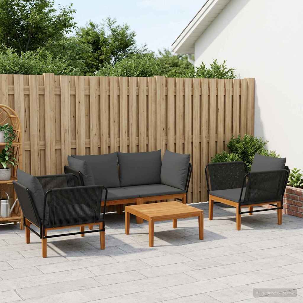 vidaXL 5 pcs Στερεό Acacia Ξύλο & Σχοινί Φυσικό