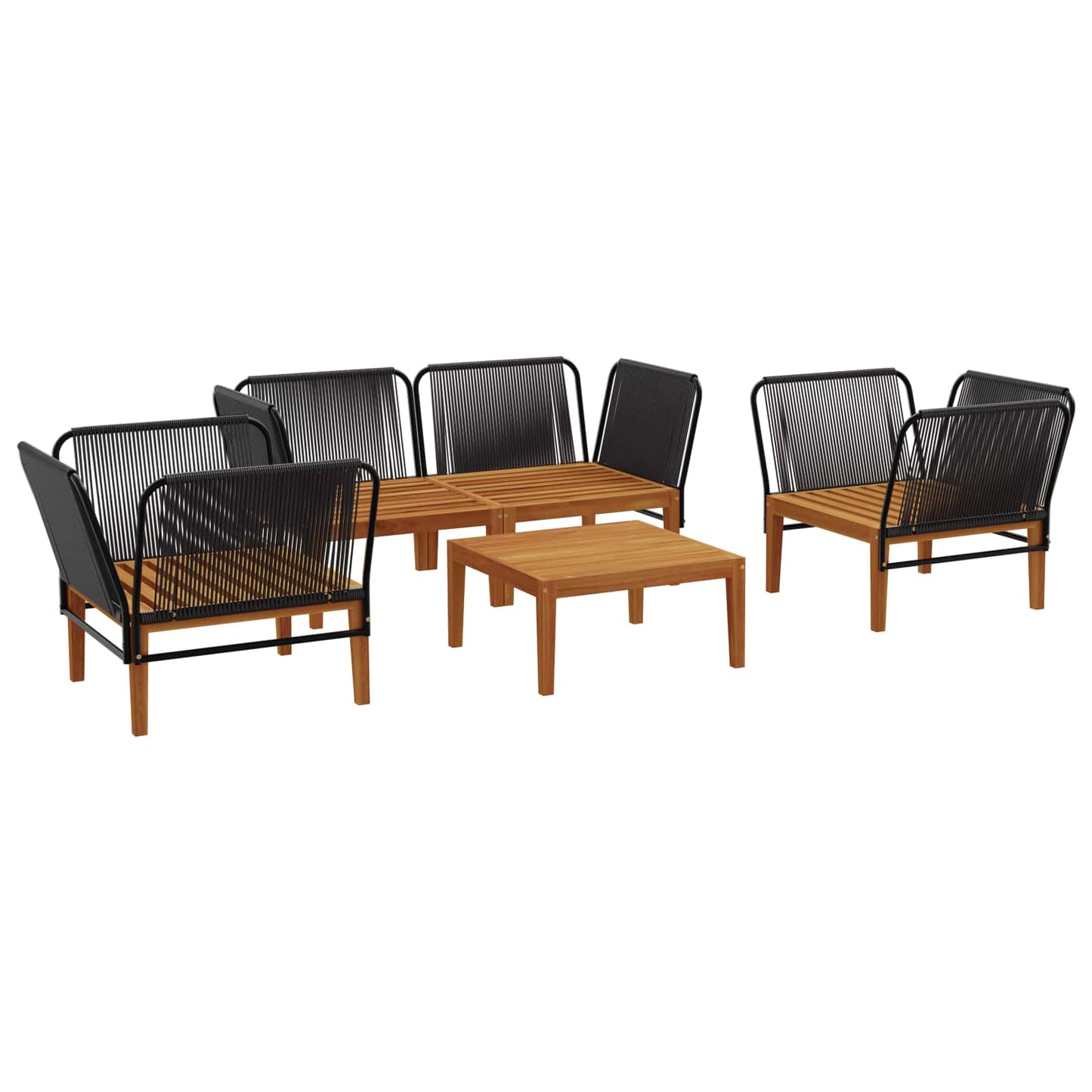 vidaXL 5 pcs Στερεό Acacia Ξύλο & Σχοινί Φυσικό