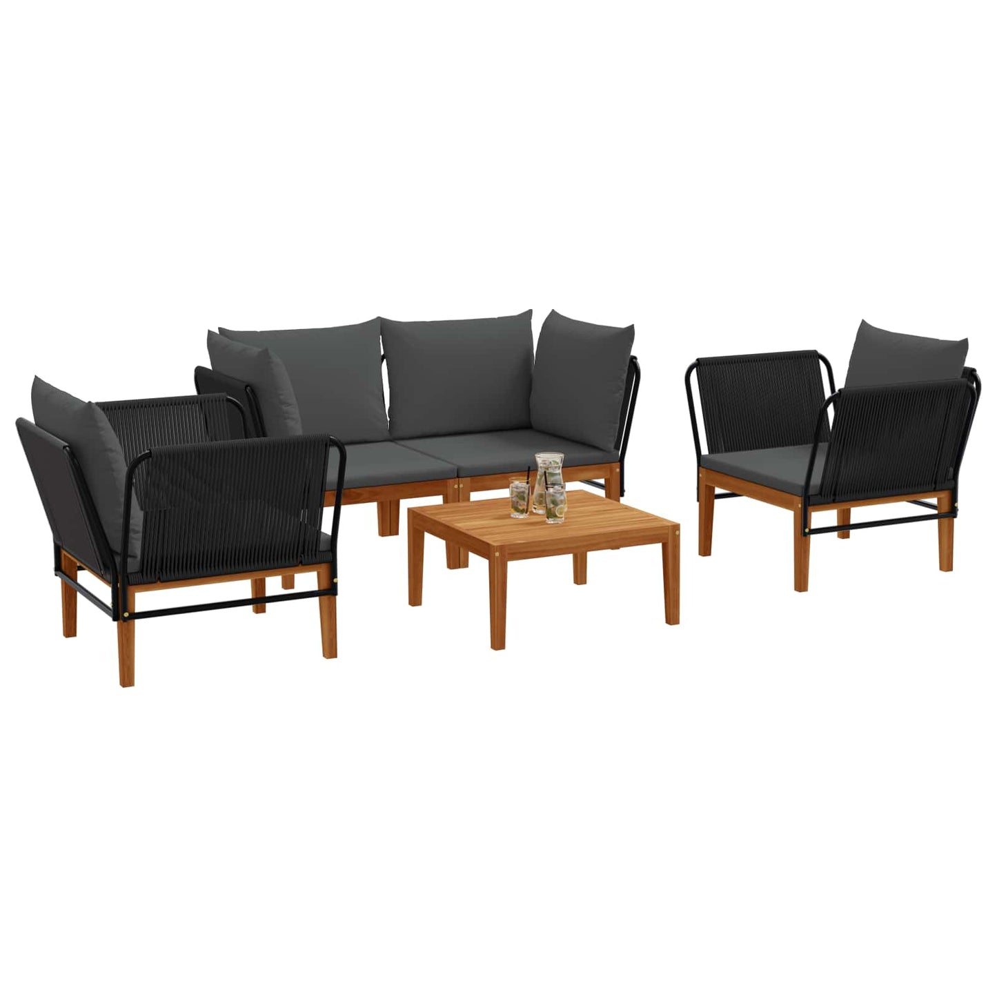 vidaXL 5 pcs Στερεό Acacia Ξύλο & Σχοινί Φυσικό
