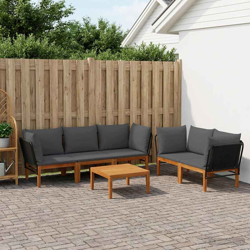 vidaXL 6 pcs Στερεό Acacia Ξύλο & Σχοινί Φυσικό