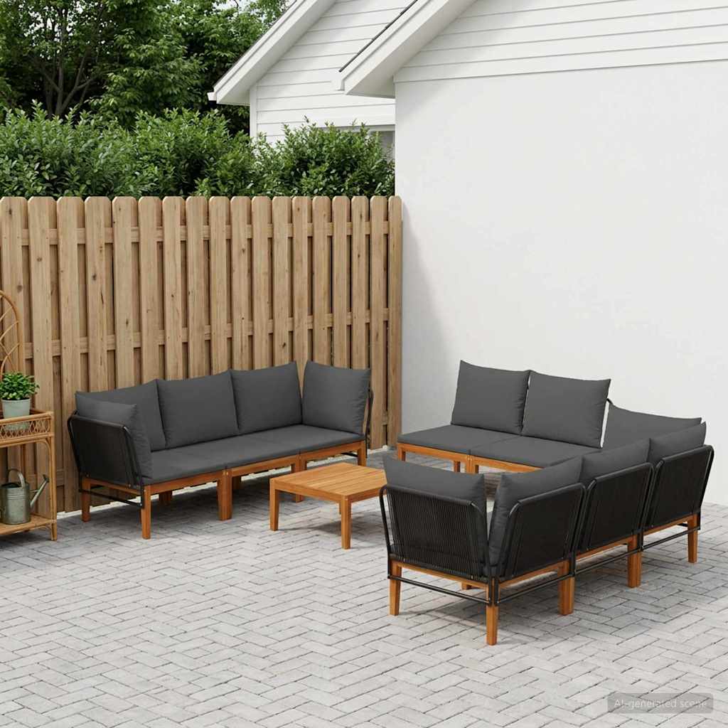 vidaXL 9 pcs Στερεό Acacia Ξύλο & Σχοινί Φυσικό