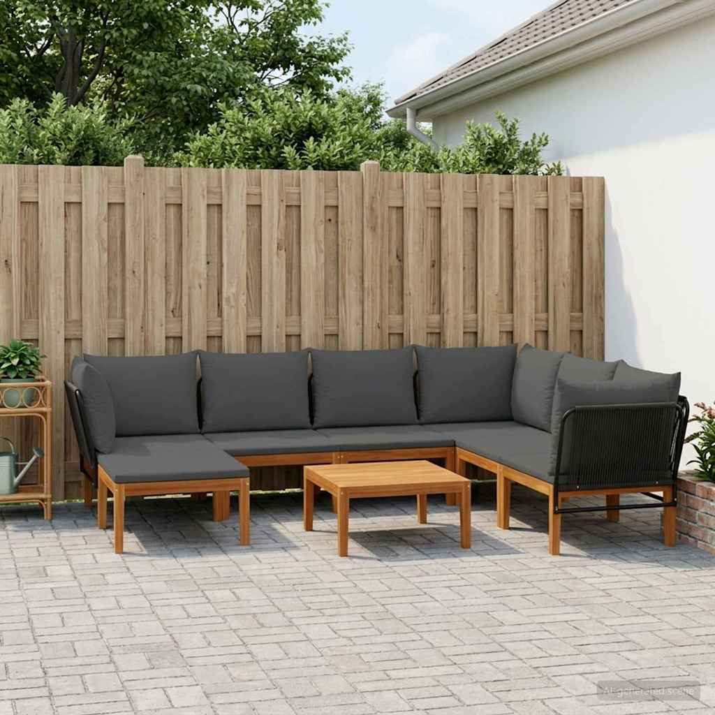 vidaXL 8 pcs Στερεό Acacia Ξύλο & Σχοινί Φυσικό