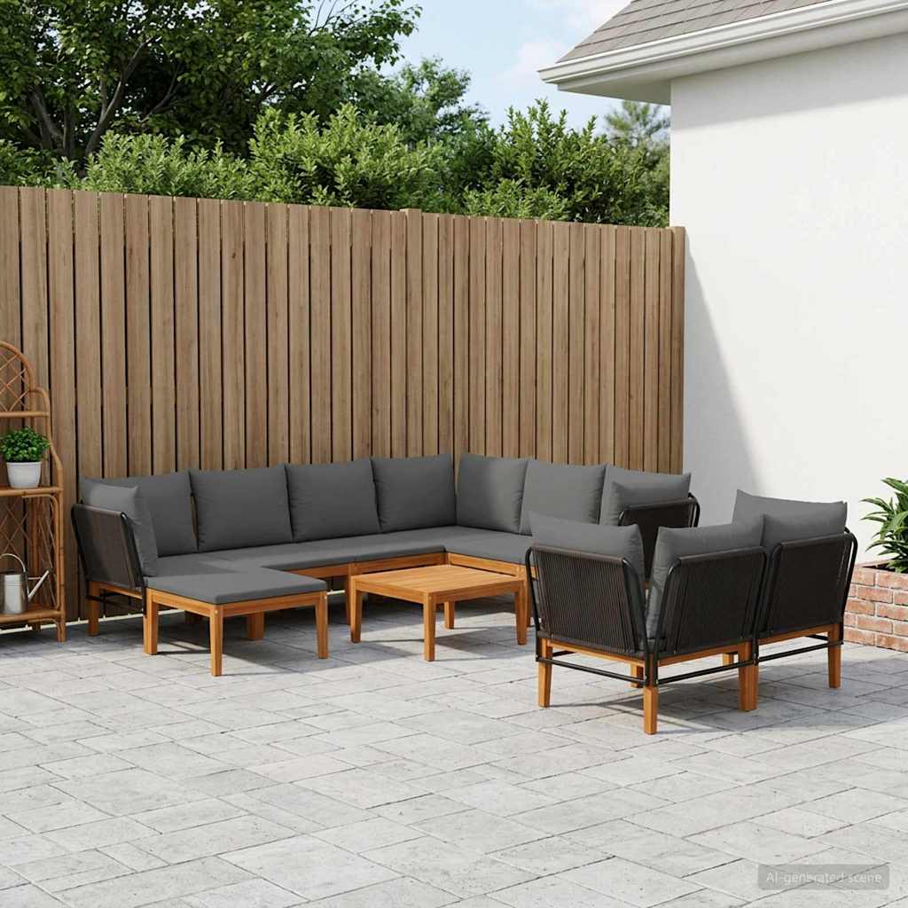 vidaXL 10 pcs Στερεό Acacia Ξύλο & Σχοινί Φυσικό